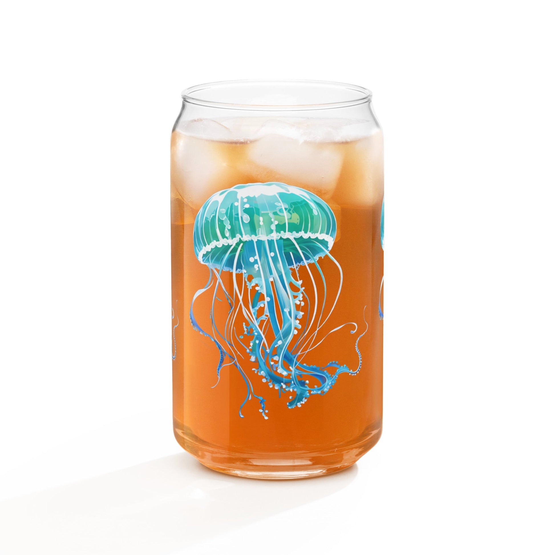 Turquoise Jellyfish Can - Shaped Glass - Can - Shaped Glass - Discovery Co.