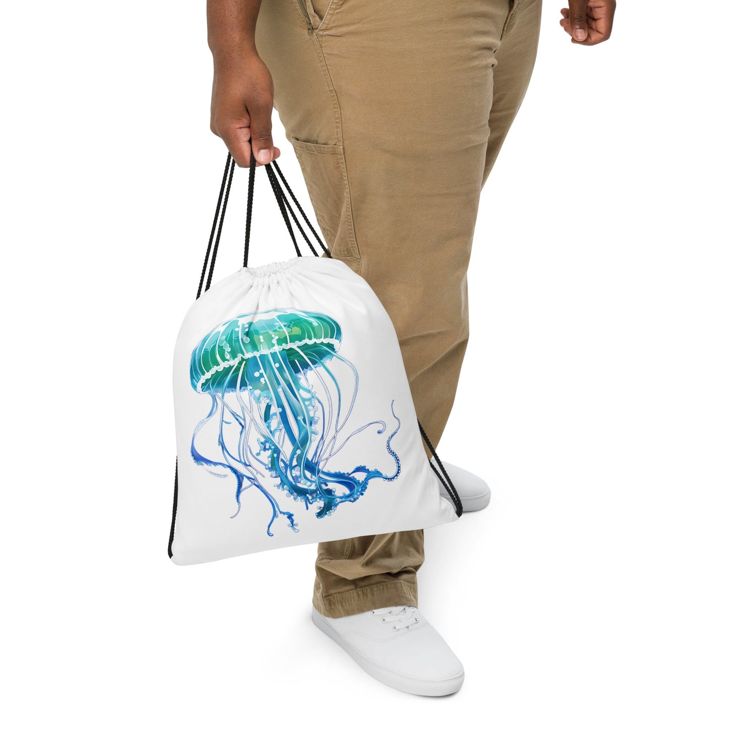 Turquoise Jellyfish Drawstring Bag - Drawstring Bag - Discovery Co.