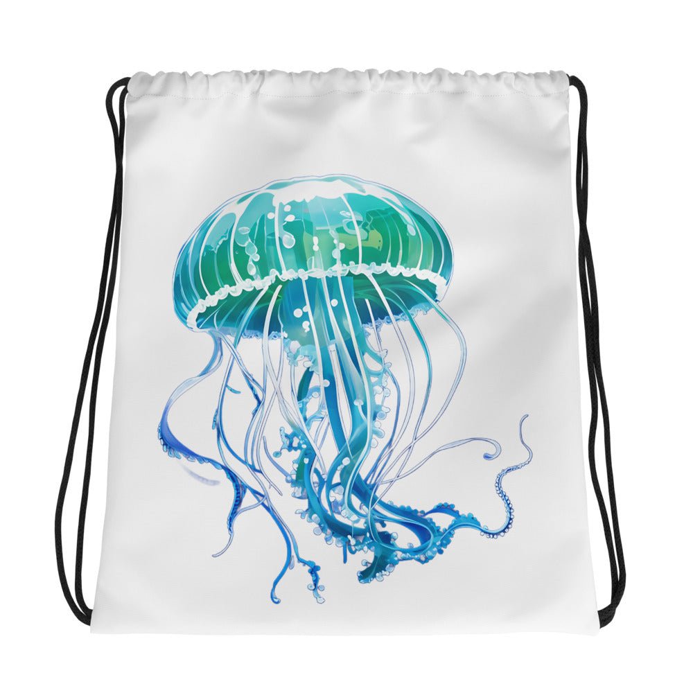 Turquoise Jellyfish Drawstring Bag - Drawstring Bag - Discovery Co.