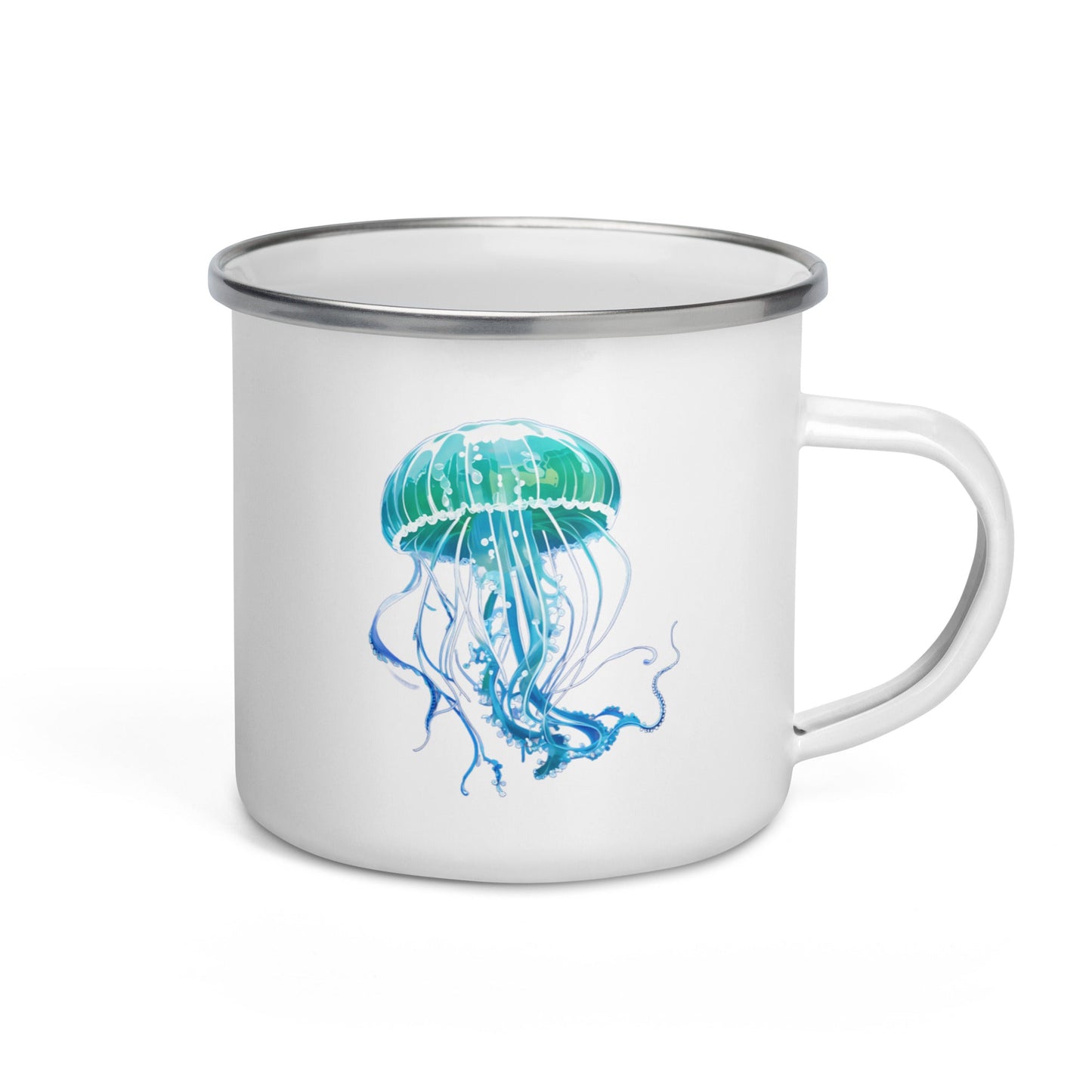 Turquoise Jellyfish Enamel Mug (12 oz) - Mugs - Discovery Co.