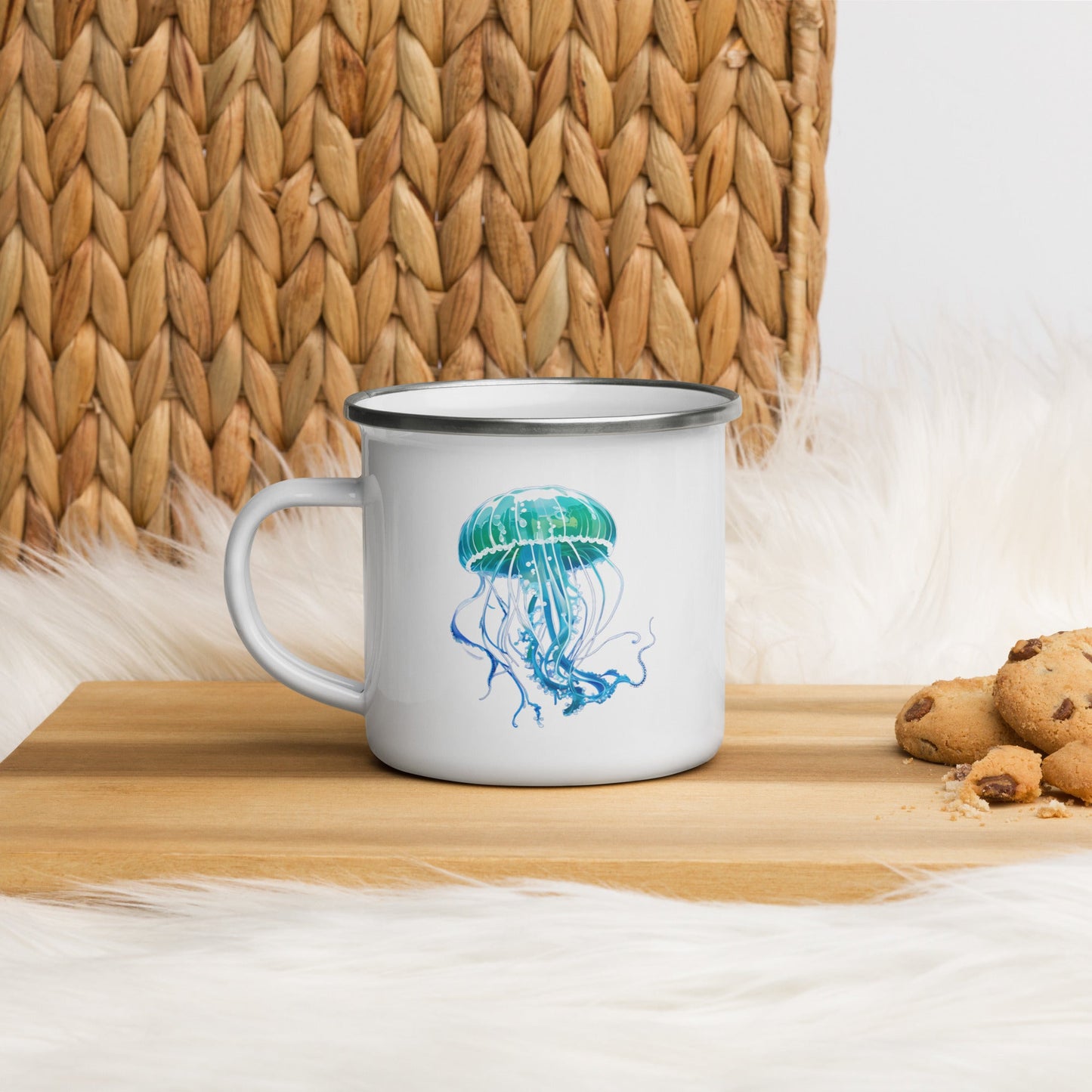 Turquoise Jellyfish Enamel Mug (12 oz) - Mugs - Discovery Co.