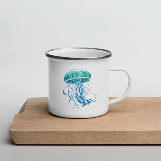 Turquoise Jellyfish Enamel Mug (12 oz) - Mugs - Discovery Co.