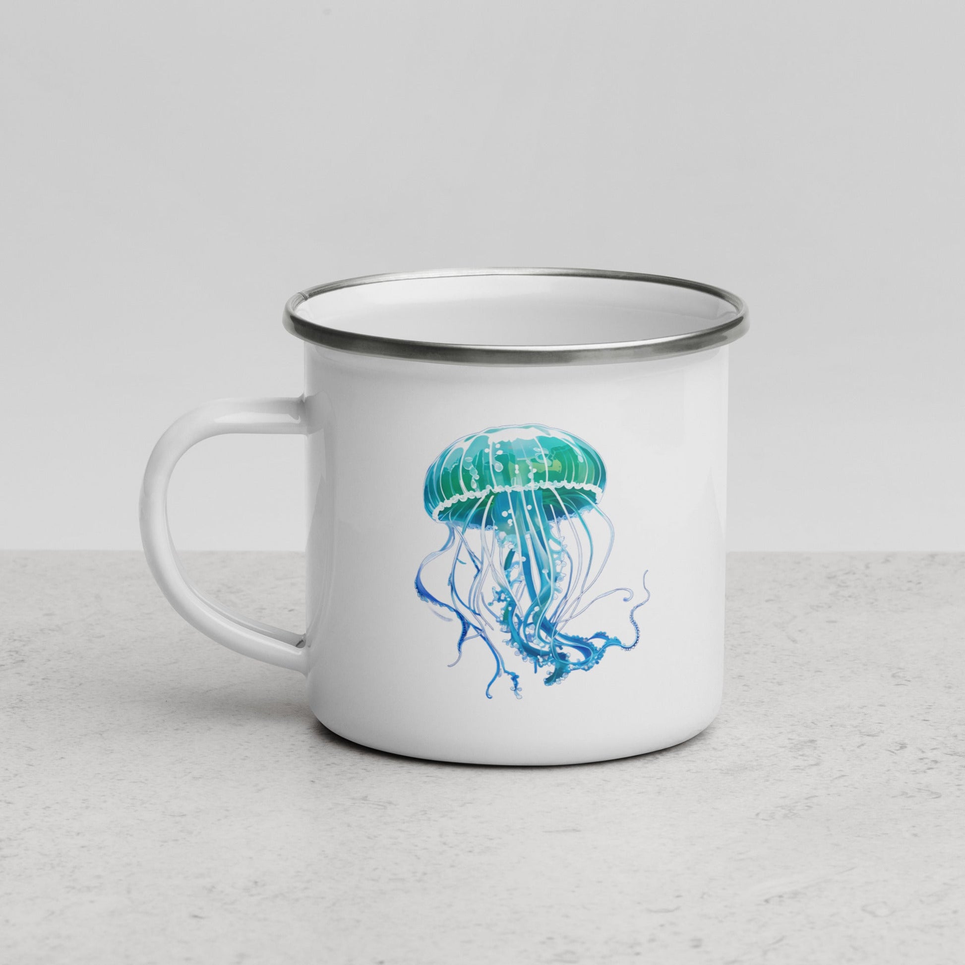 Turquoise Jellyfish Enamel Mug (12 oz) - Mugs - Discovery Co.