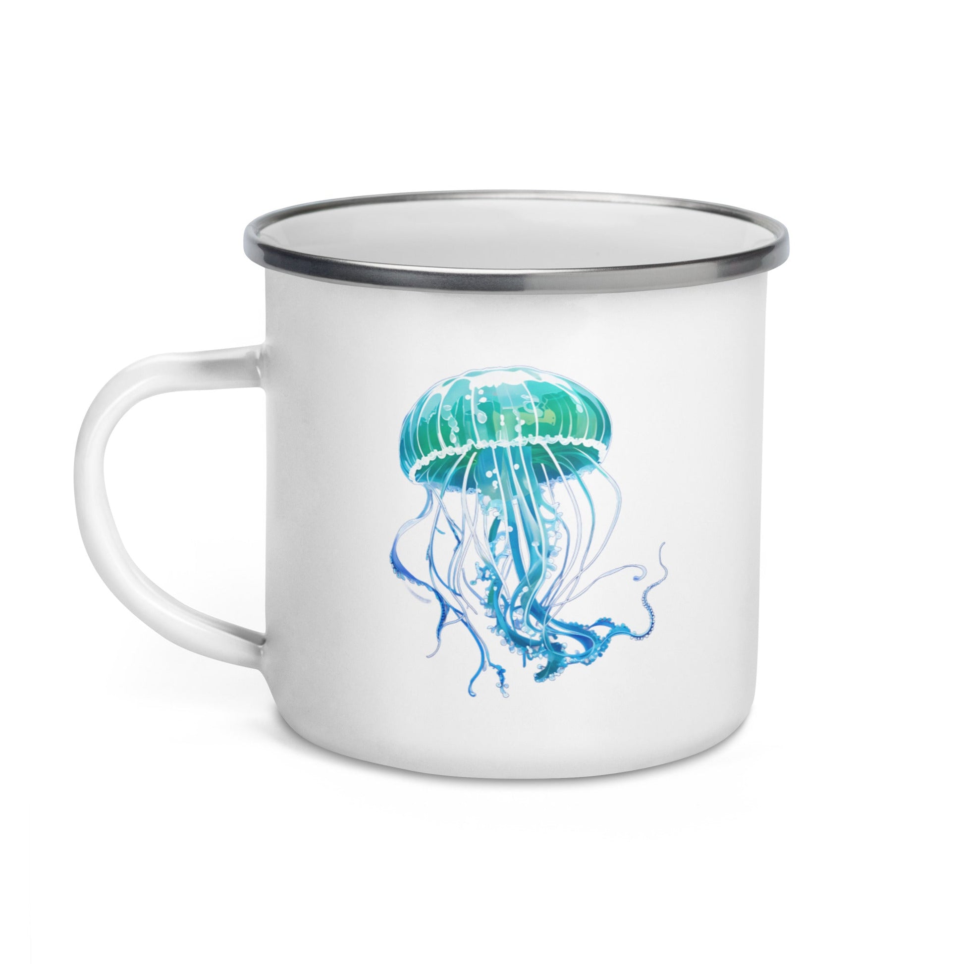 Turquoise Jellyfish Enamel Mug (12 oz) - Mugs - Discovery Co.