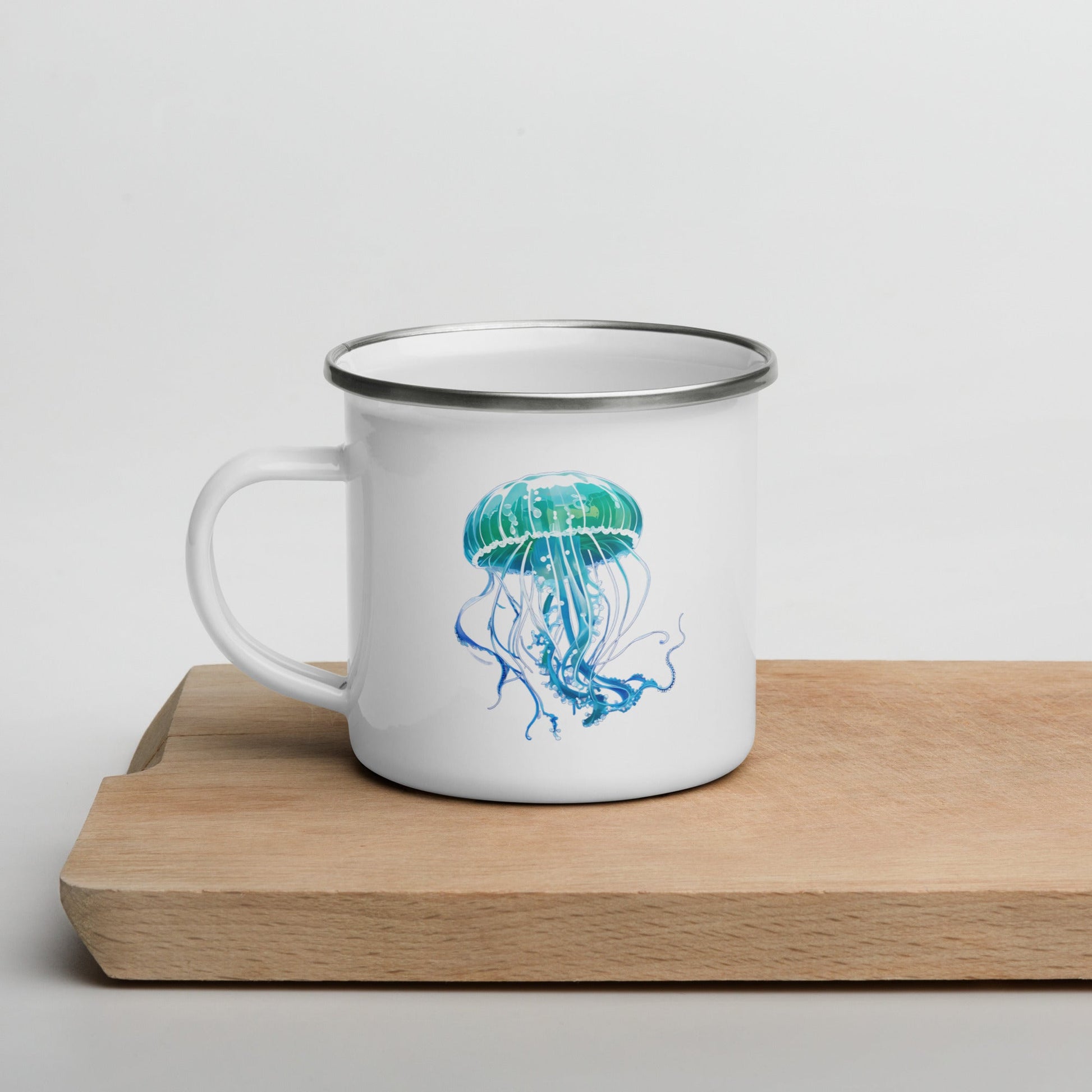 Turquoise Jellyfish Enamel Mug (12 oz) - Mugs - Discovery Co.