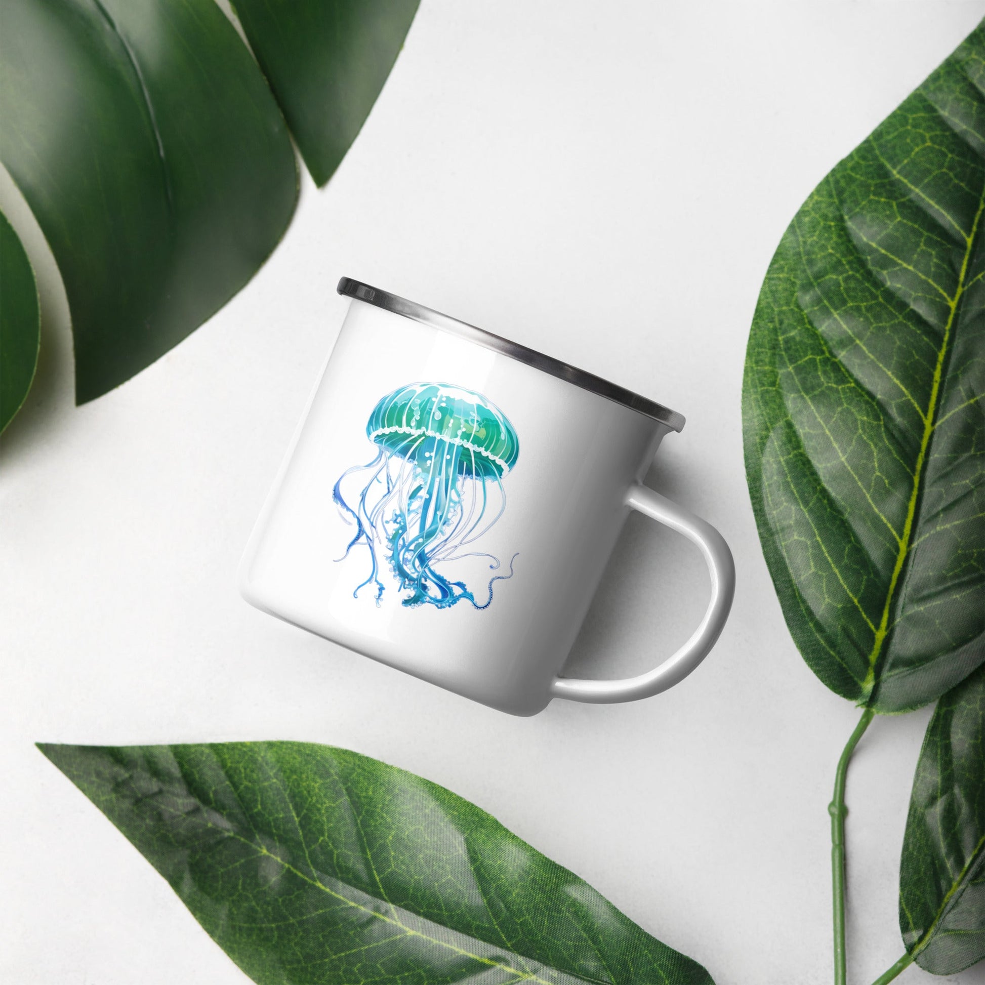 Turquoise Jellyfish Enamel Mug (12 oz) - Mugs - Discovery Co.