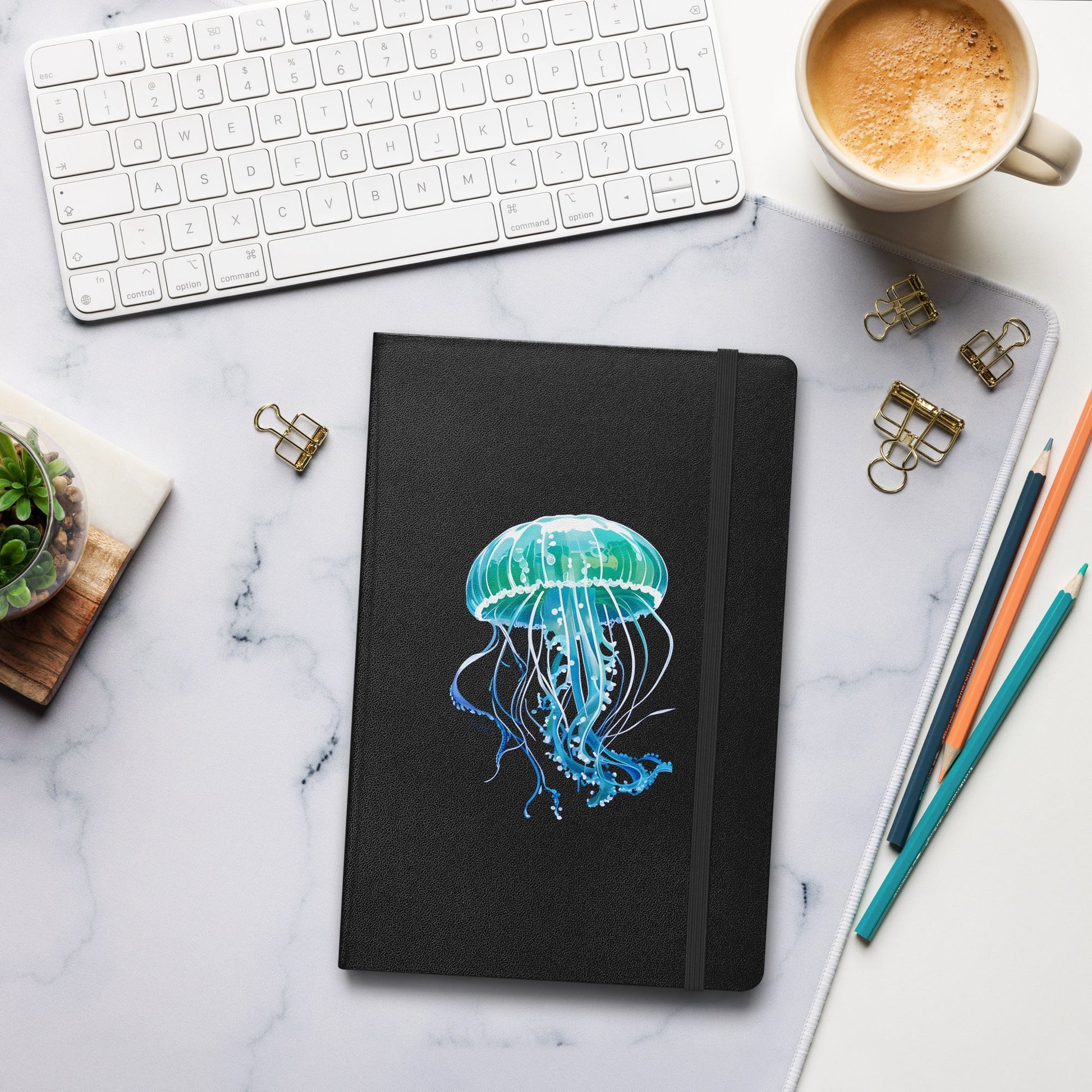 Turquoise Jellyfish Hardcover Bound Notebook - Hardcover Bound Notebooks - Discovery Co.