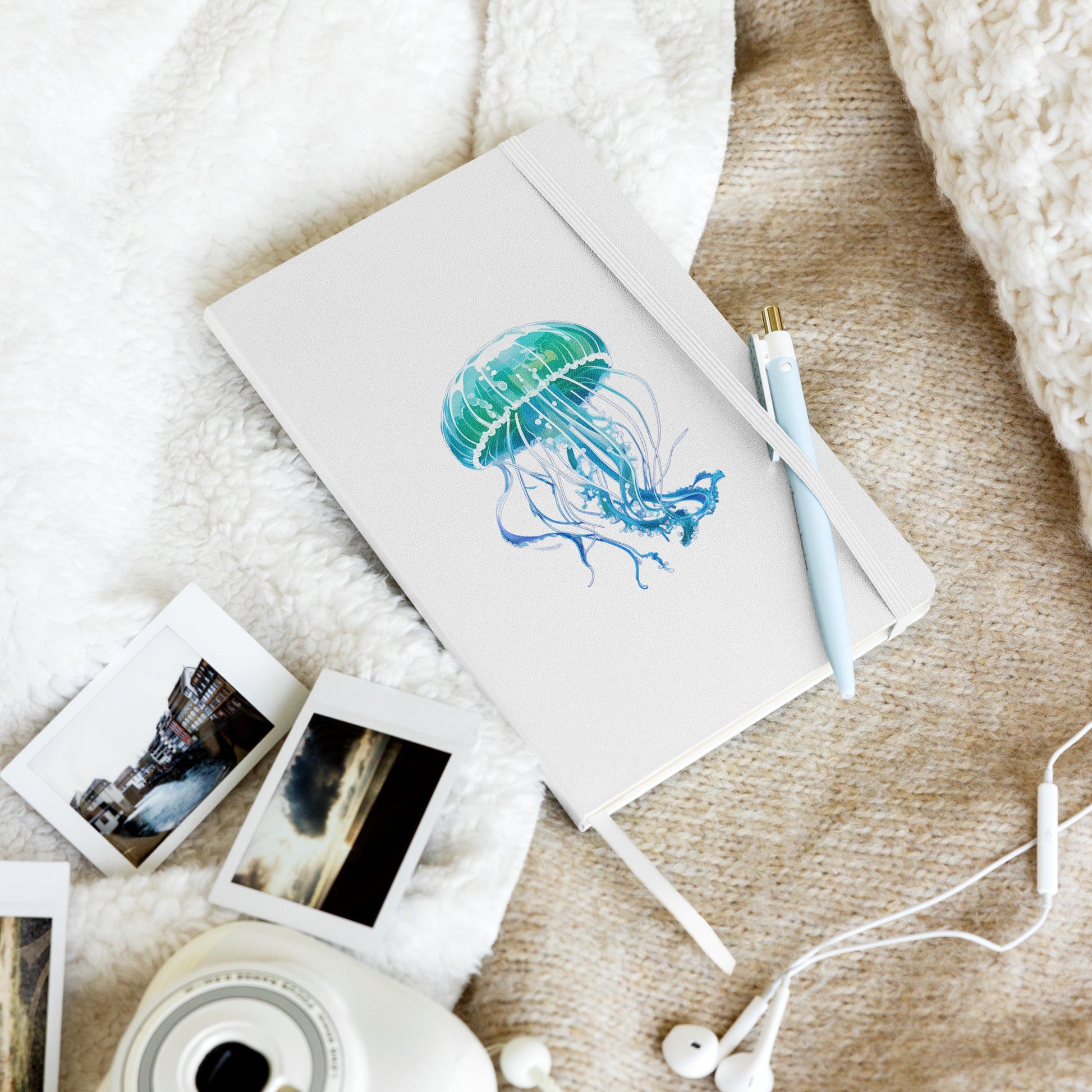 Turquoise Jellyfish Hardcover Bound Notebook - Hardcover Bound Notebooks - Discovery Co.