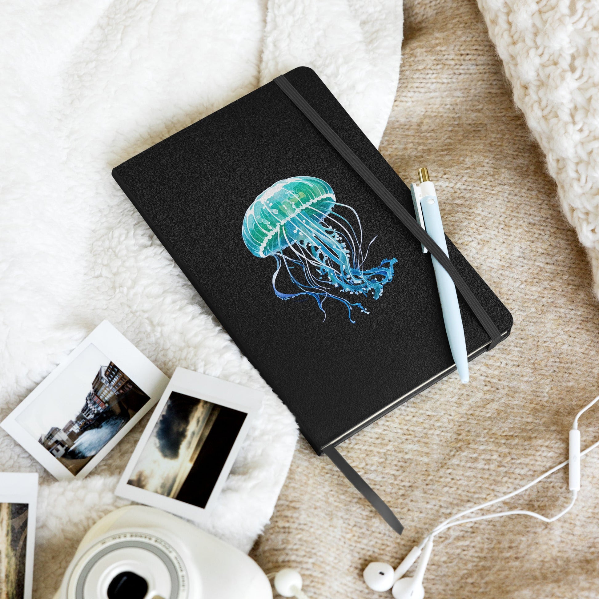 Turquoise Jellyfish Hardcover Bound Notebook - Hardcover Bound Notebooks - Discovery Co.