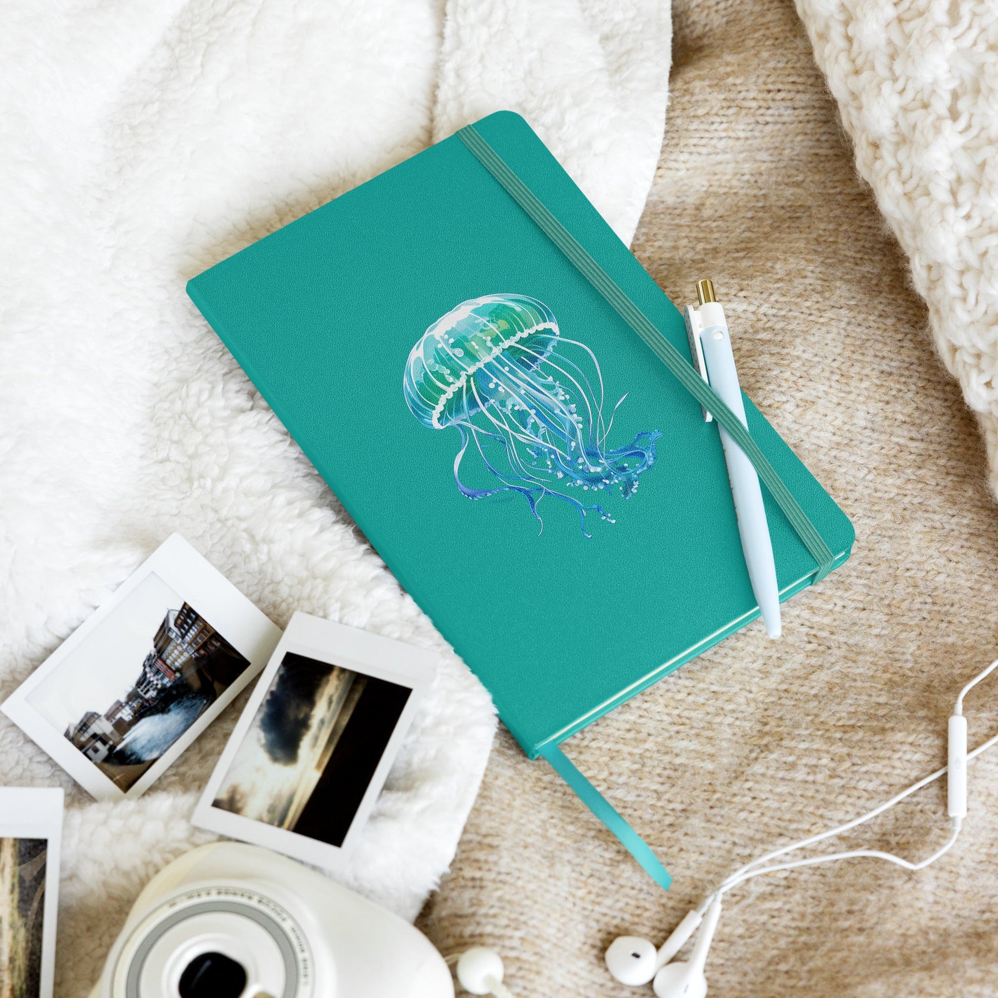 Turquoise Jellyfish Hardcover Bound Notebook - Hardcover Bound Notebooks - Discovery Co.