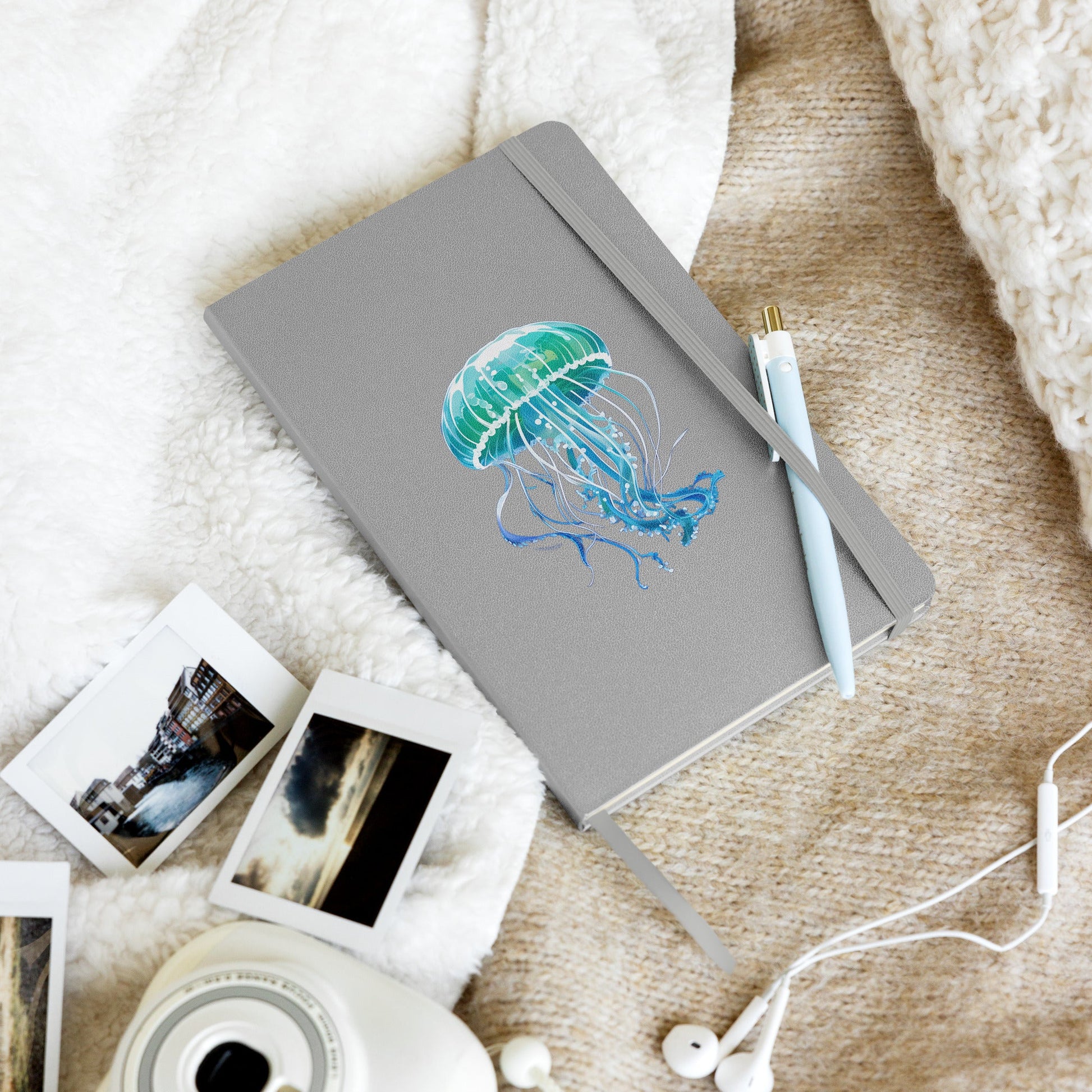 Turquoise Jellyfish Hardcover Bound Notebook - Hardcover Bound Notebooks - Discovery Co.