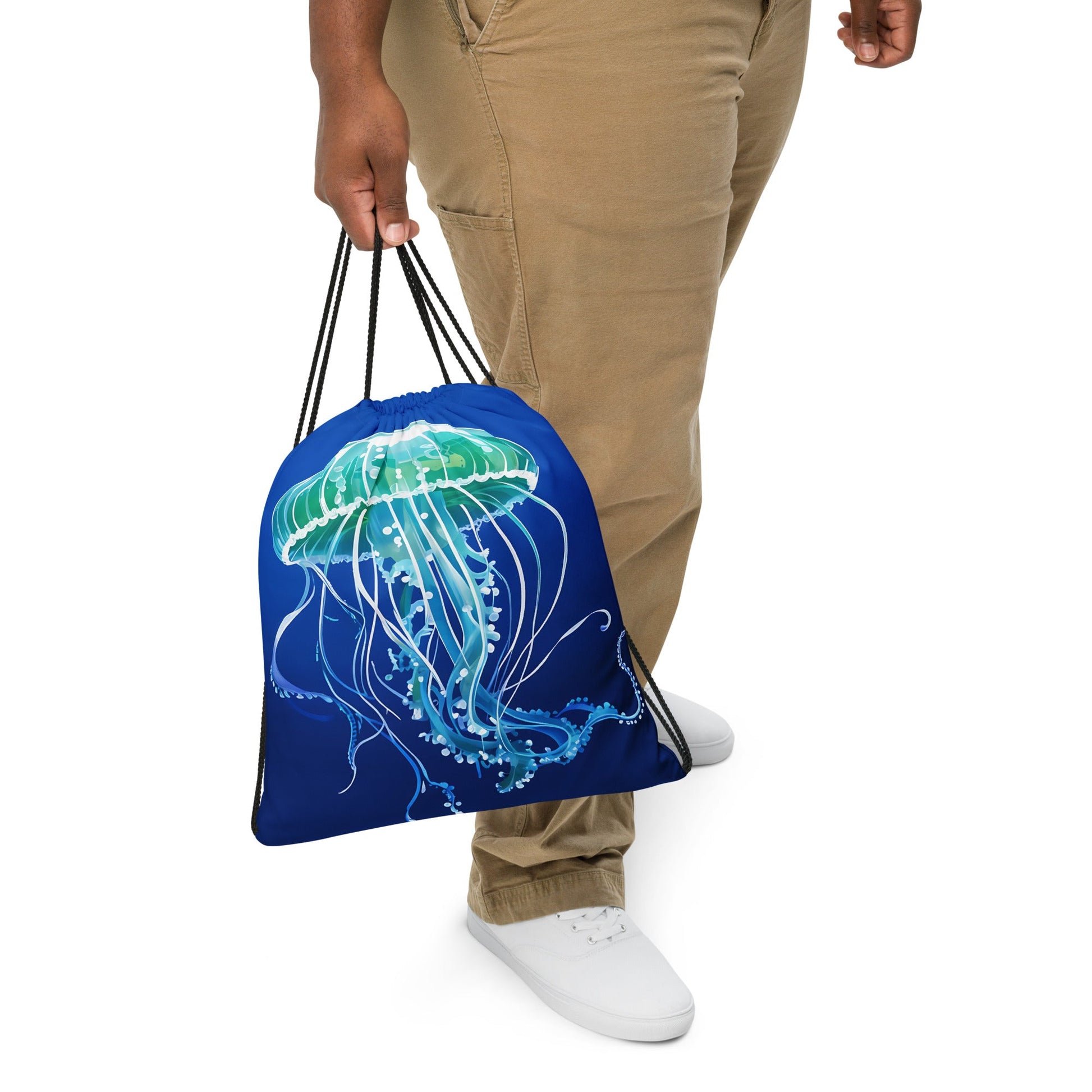 Turquoise Jellyfish II Drawstring Bag - Drawstring Bag - Discovery Co.
