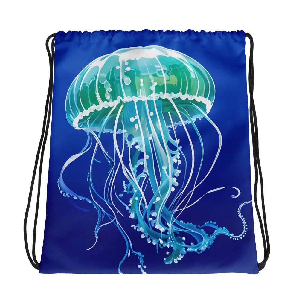Turquoise Jellyfish II Drawstring Bag - Drawstring Bag - Discovery Co.