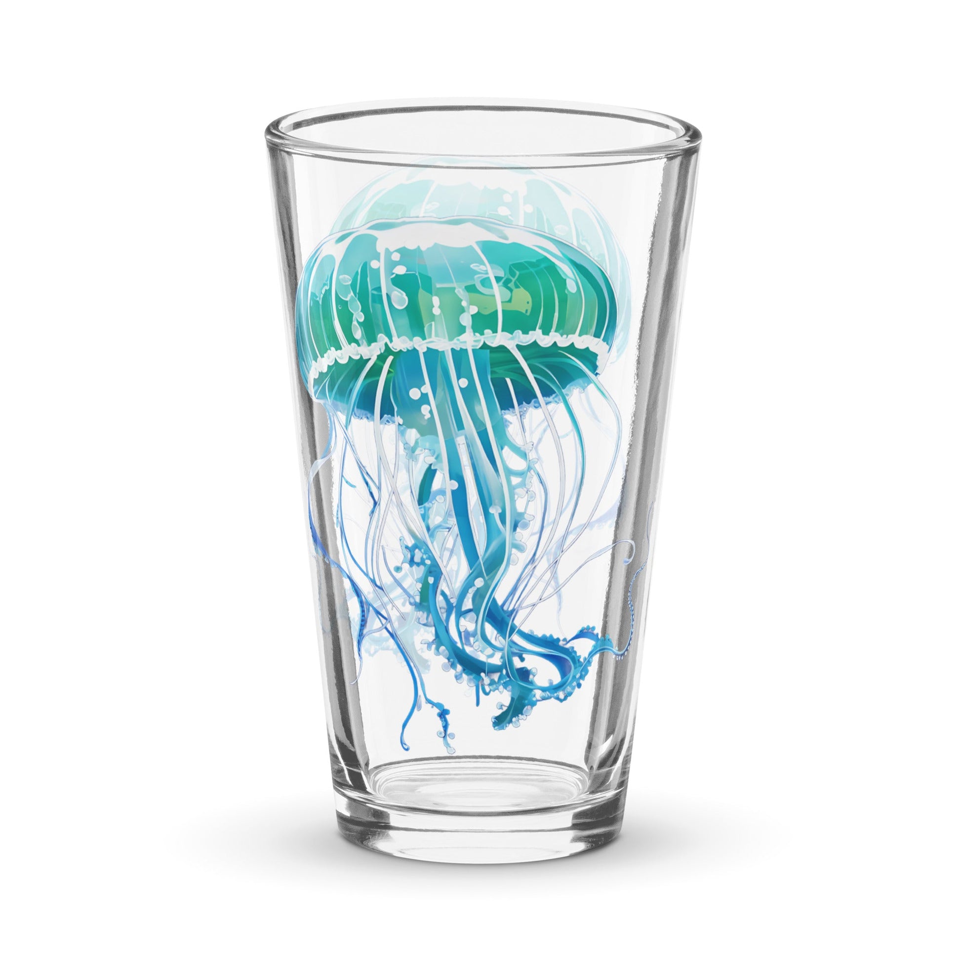 Turquoise Jellyfish Pint Glass (16 oz) - Beer Glass - Discovery Co.