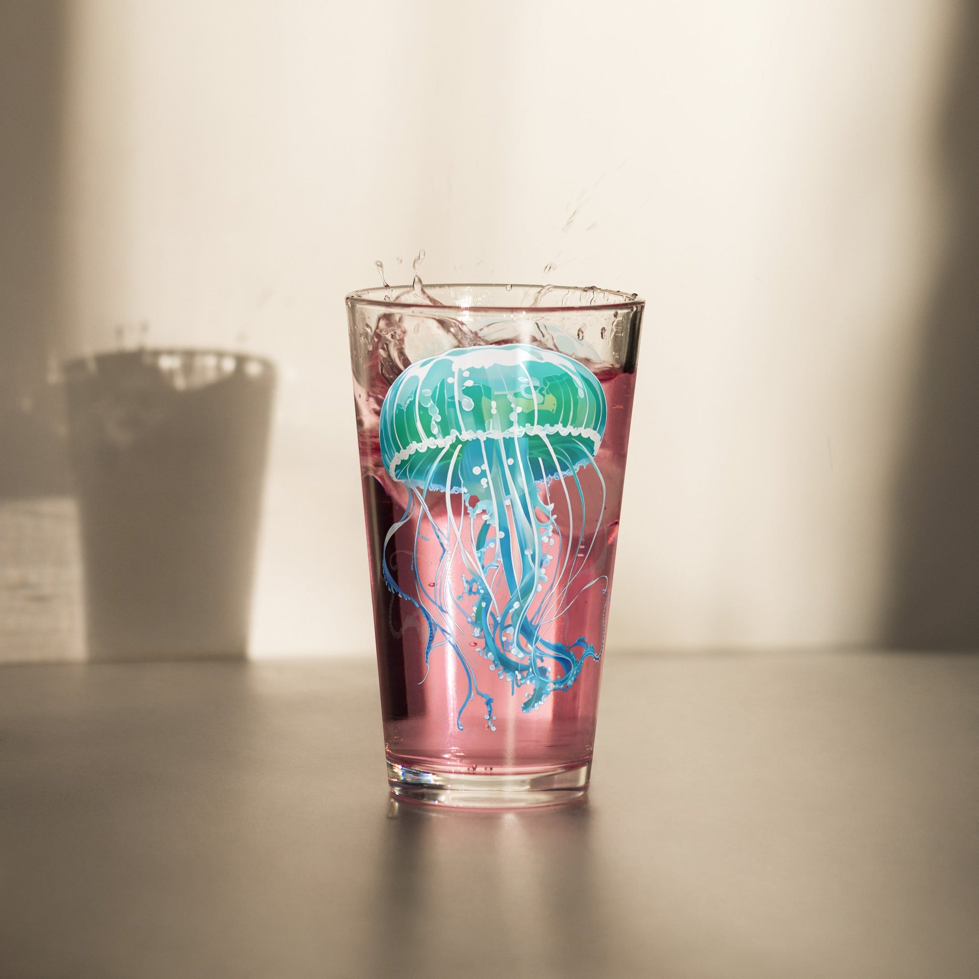 Turquoise Jellyfish Pint Glass (16 oz) - Beer Glass - Discovery Co.