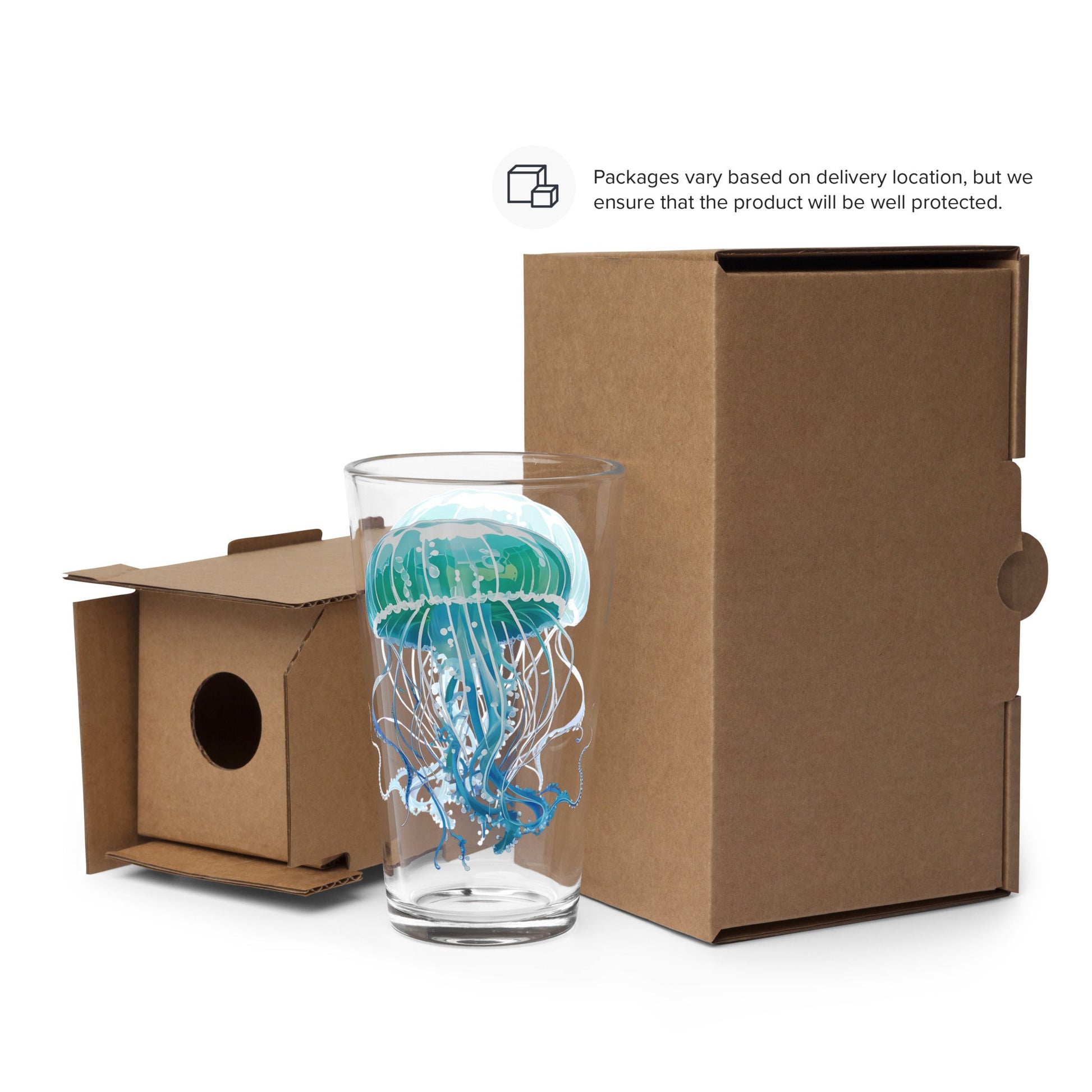 Turquoise Jellyfish Pint Glass (16 oz) - Beer Glass - Discovery Co.