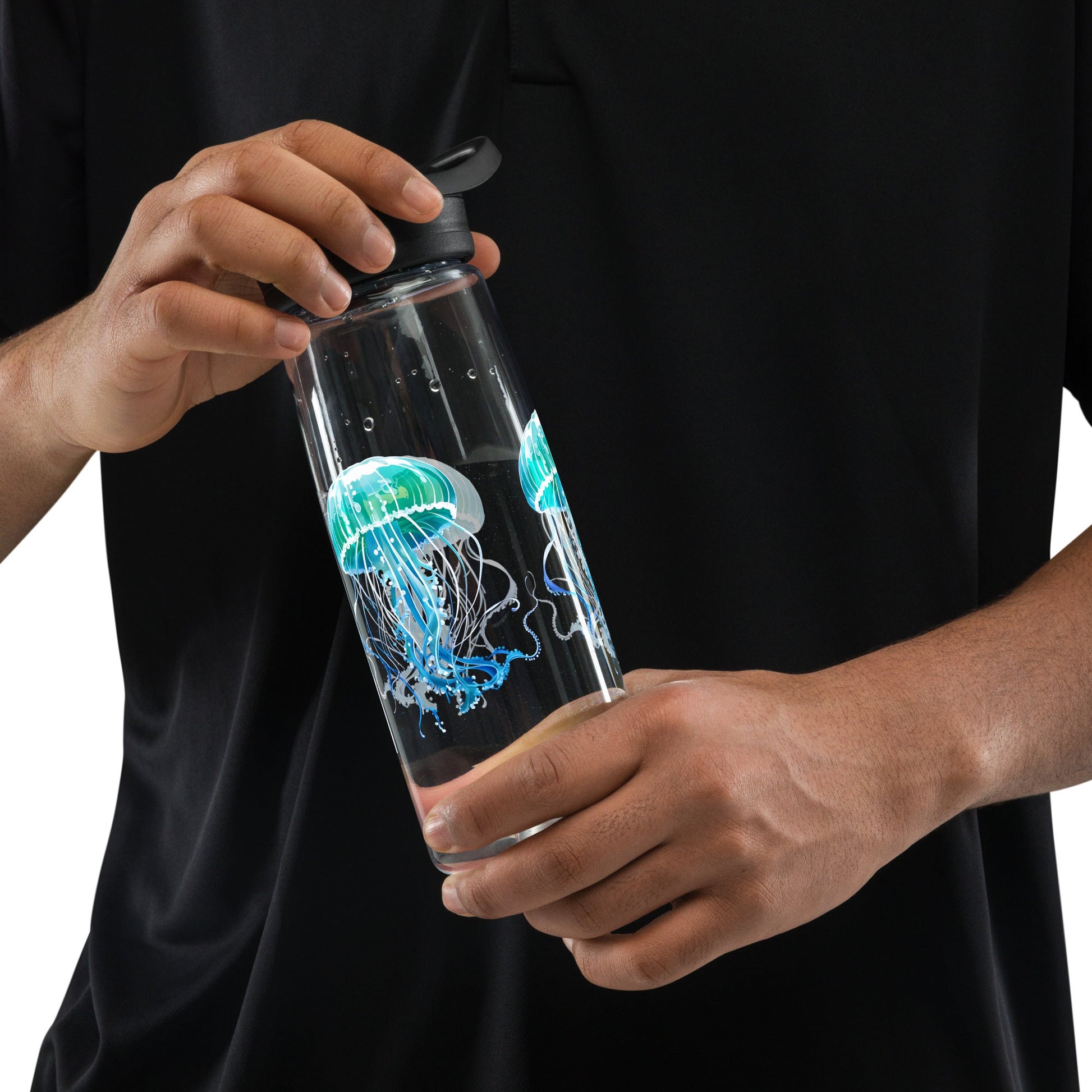 Turquoise Jellyfish Sports Water Bottle - Sports Water Bottle - Discovery Co.