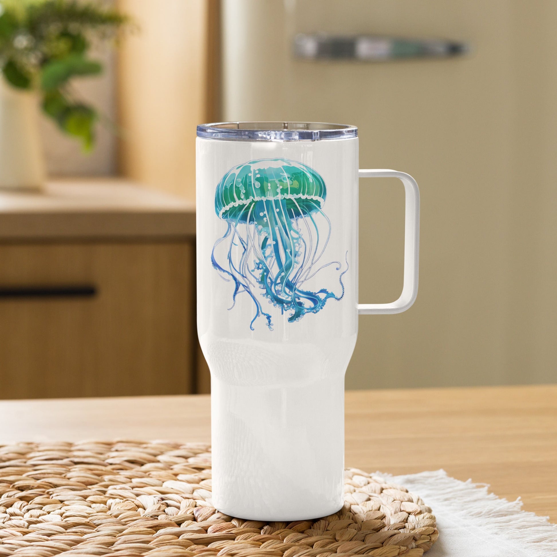 Turquoise Jellyfish Stainless Steel Travel Mug (25 oz) - Travel Mug - Discovery Co.