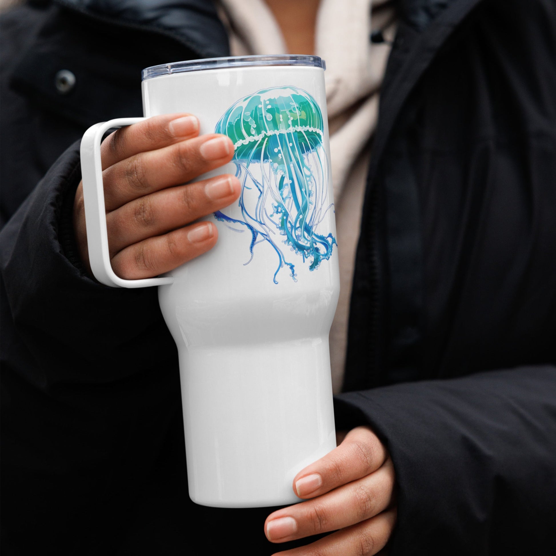 Turquoise Jellyfish Stainless Steel Travel Mug (25 oz) - Travel Mug - Discovery Co.