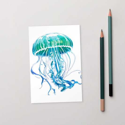 Turquoise Jellyfish Standard Postcard - Post Cards - Discovery Co.