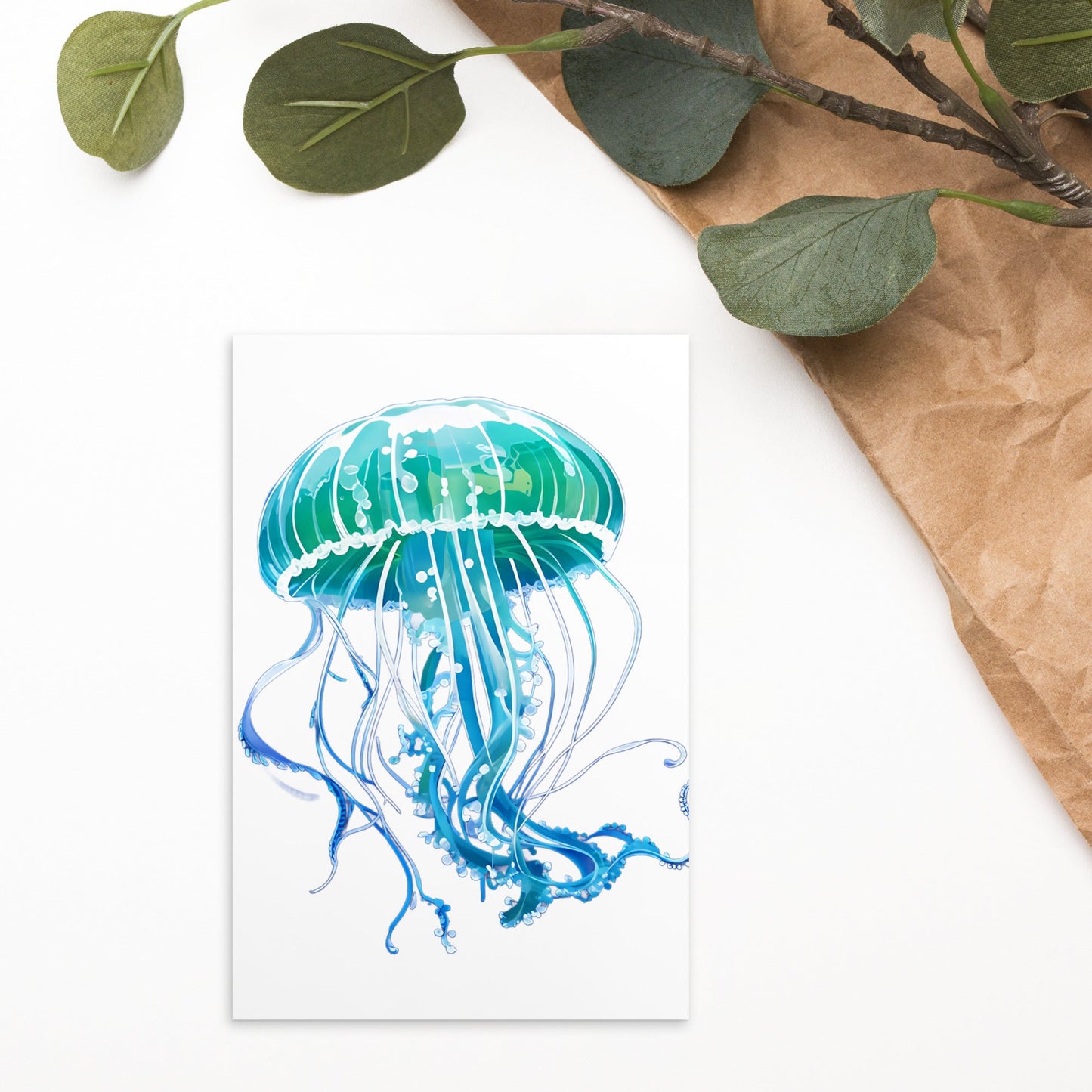 Turquoise Jellyfish Standard Postcard - Post Cards - Discovery Co.