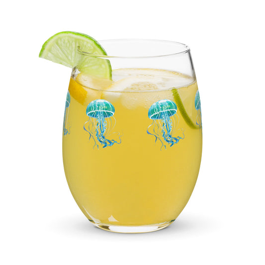 Turquoise Jellyfish Stemless Wine Glass - Stemless Wine Glass - Discovery Co.