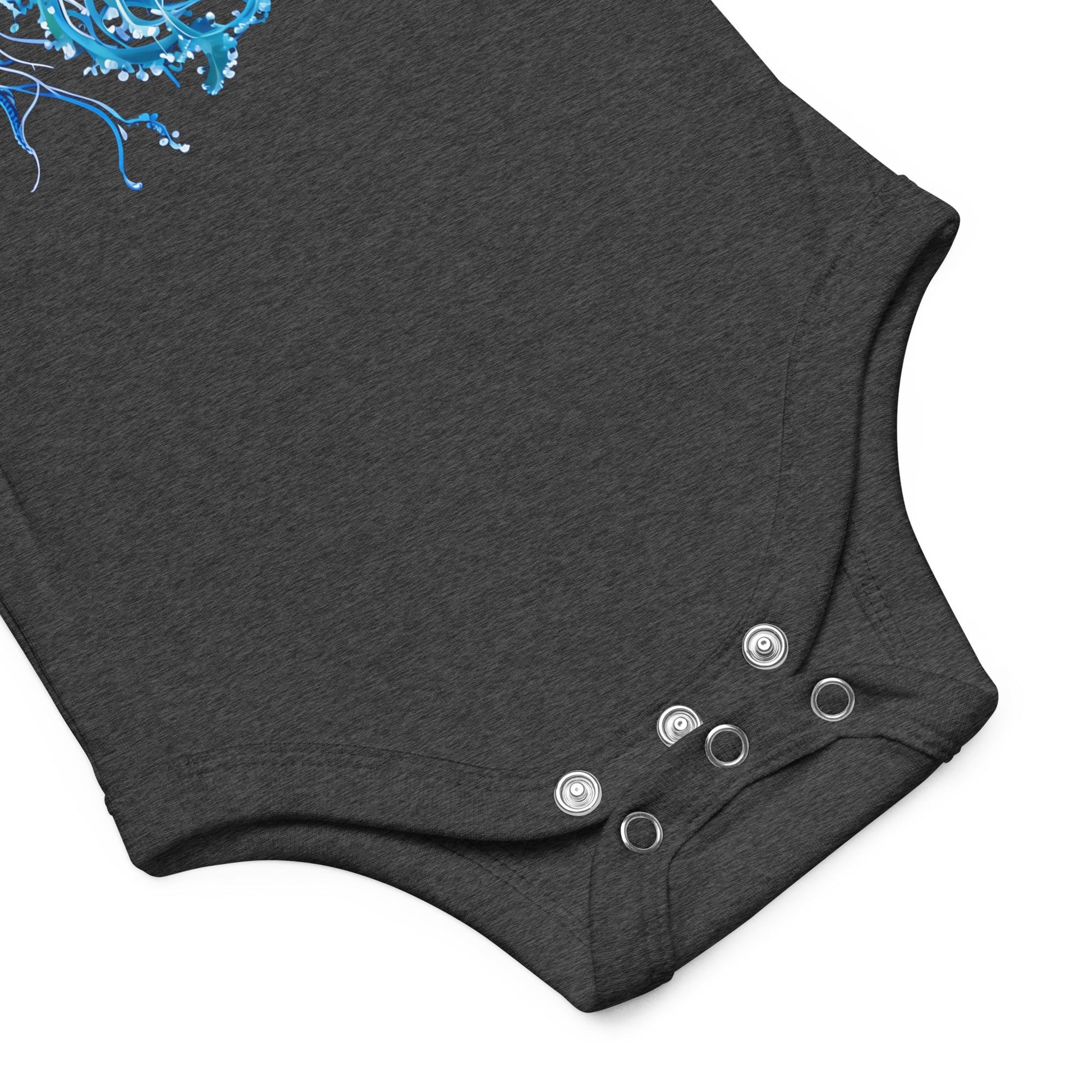 Turquoise Jellyfish "Tiny But Mighty" Baby Short Sleeve One Piece - Baby & Toddler Apparel - Discovery Co.