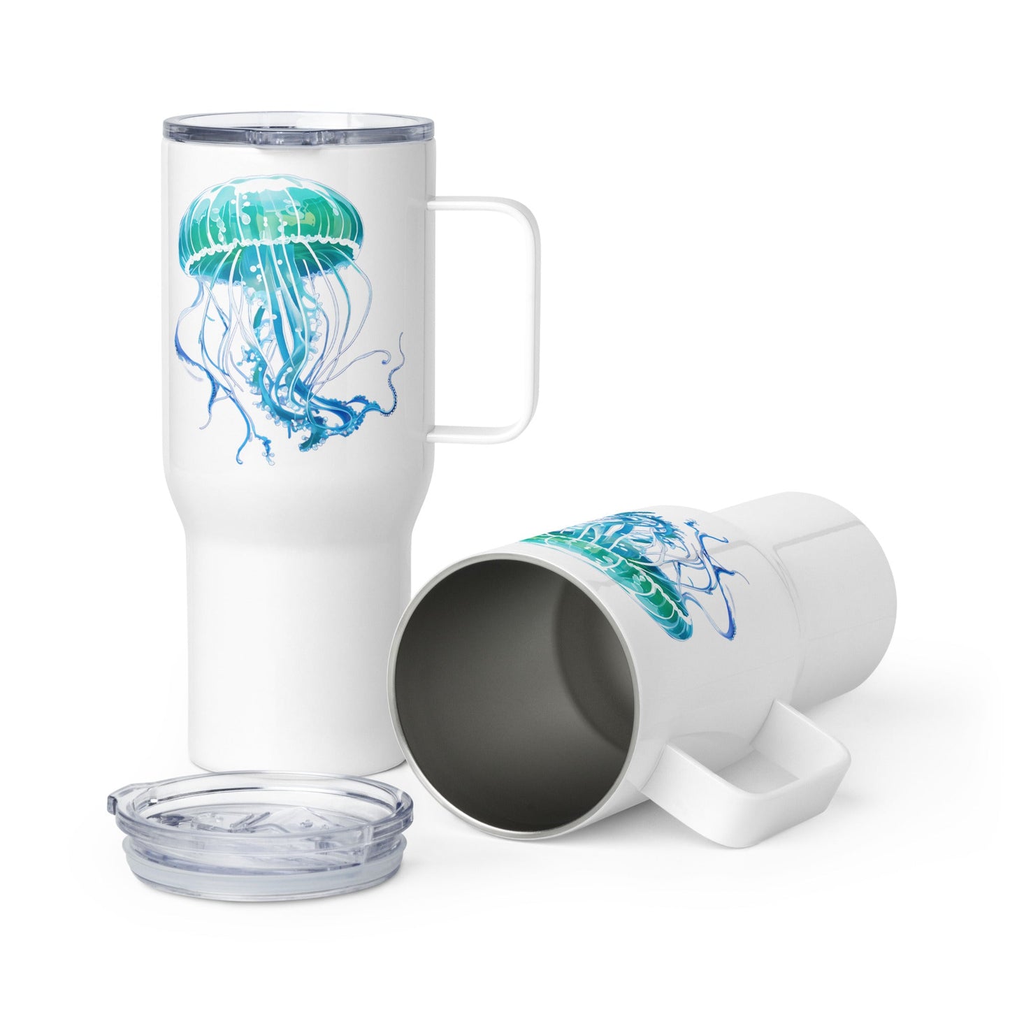 Turquoise Jellyfish Travel Mug (25 oz) - Travel Mug - Discovery Co.