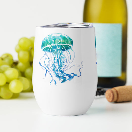 Turquoise Jellyfish Wine Tumbler - Tumblers - Discovery Co.