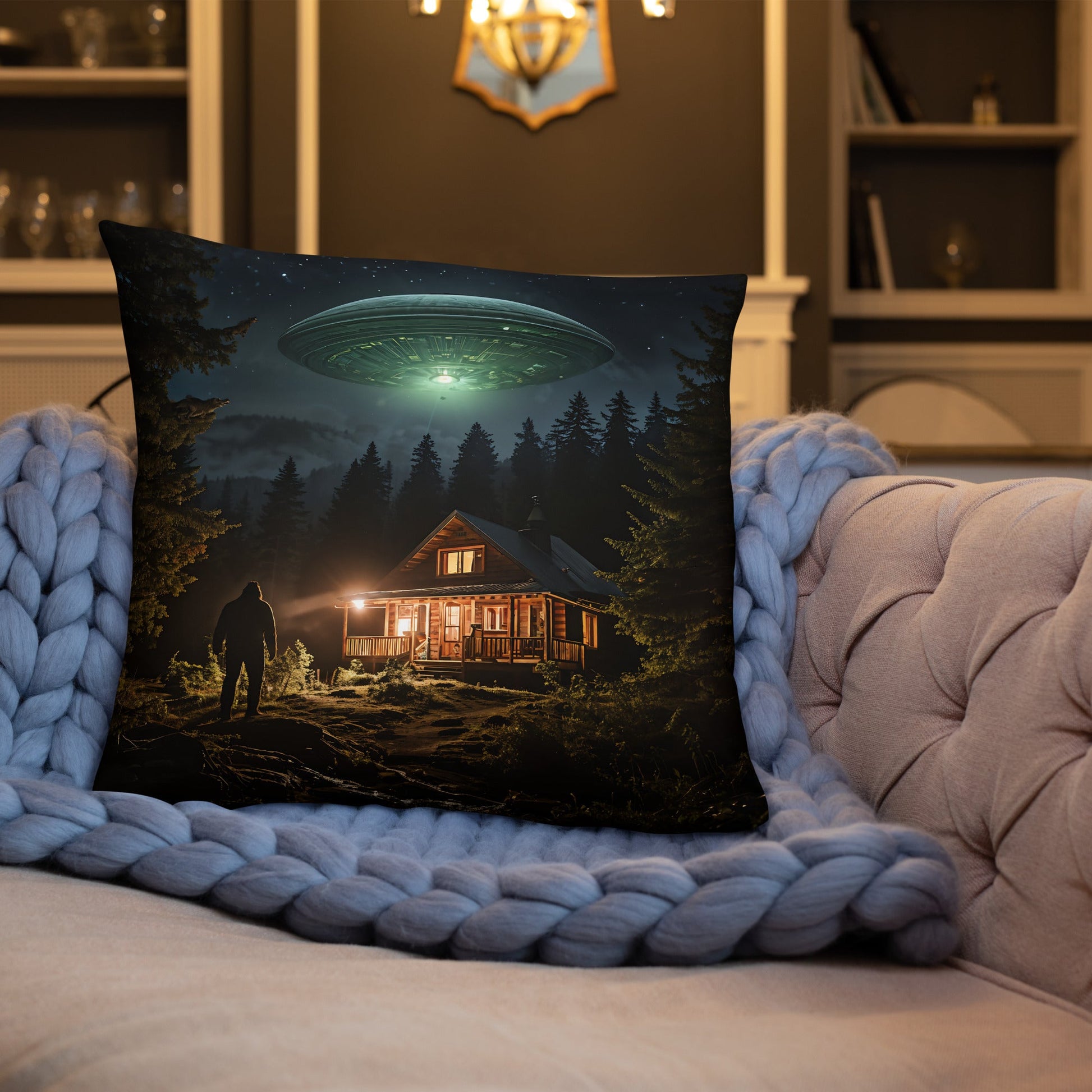 UFO and Bigfoot Basic Pillow - Pillows - Discovery Co.