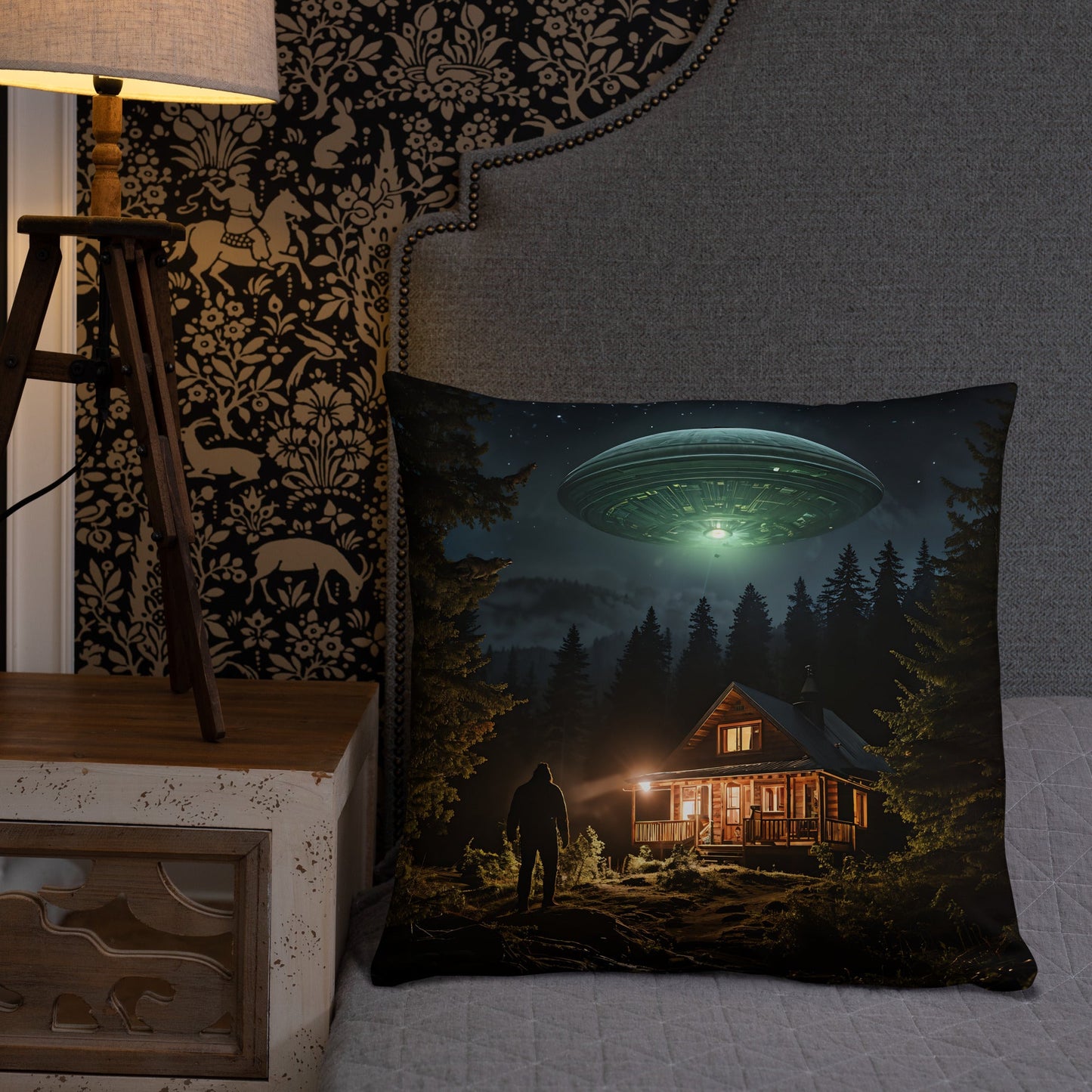 UFO and Bigfoot Basic Pillow - Pillows - Discovery Co.