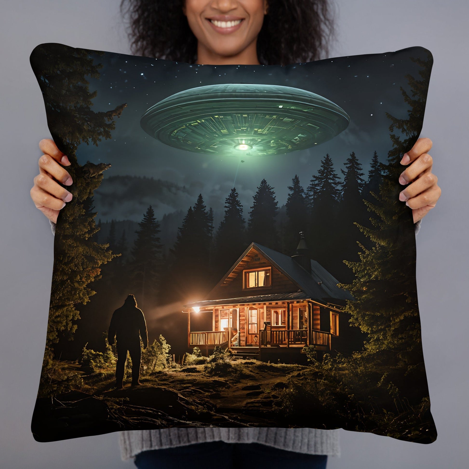 UFO and Bigfoot Basic Pillow - Pillows - Discovery Co.