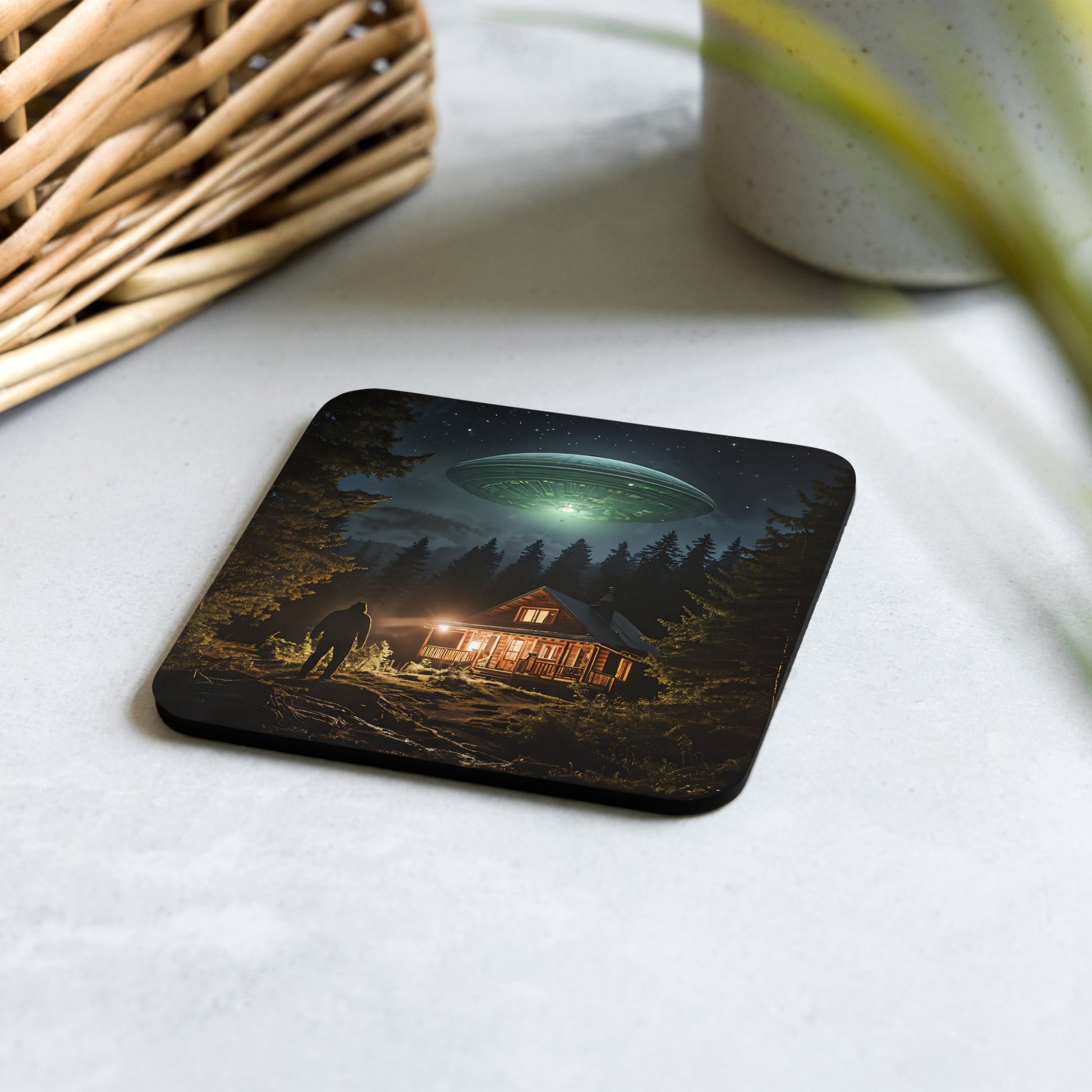 UFO and Bigfoot Cork - back Coaster - Coasters - Discovery Co.