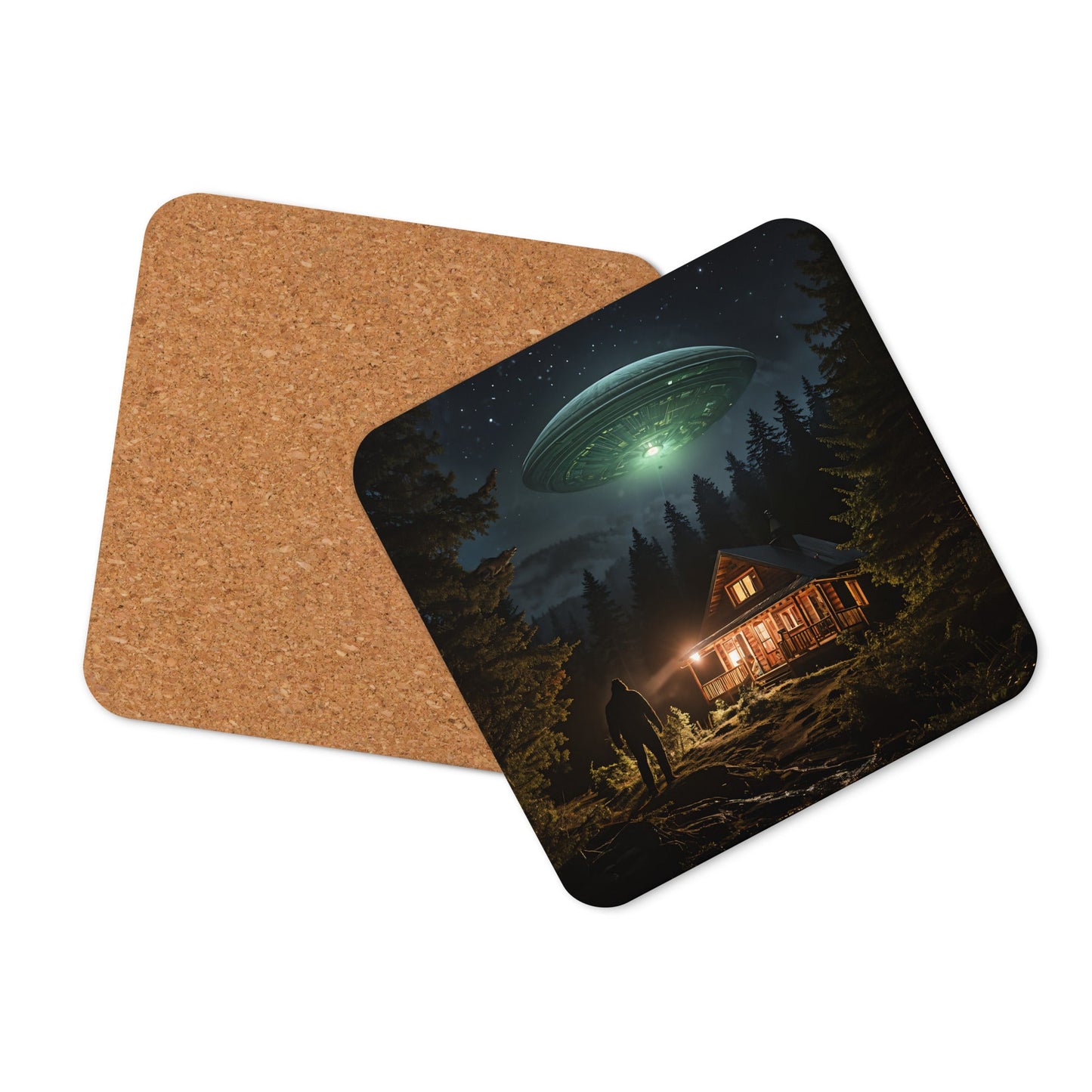 UFO and Bigfoot Cork - back Coaster - Coasters - Discovery Co.