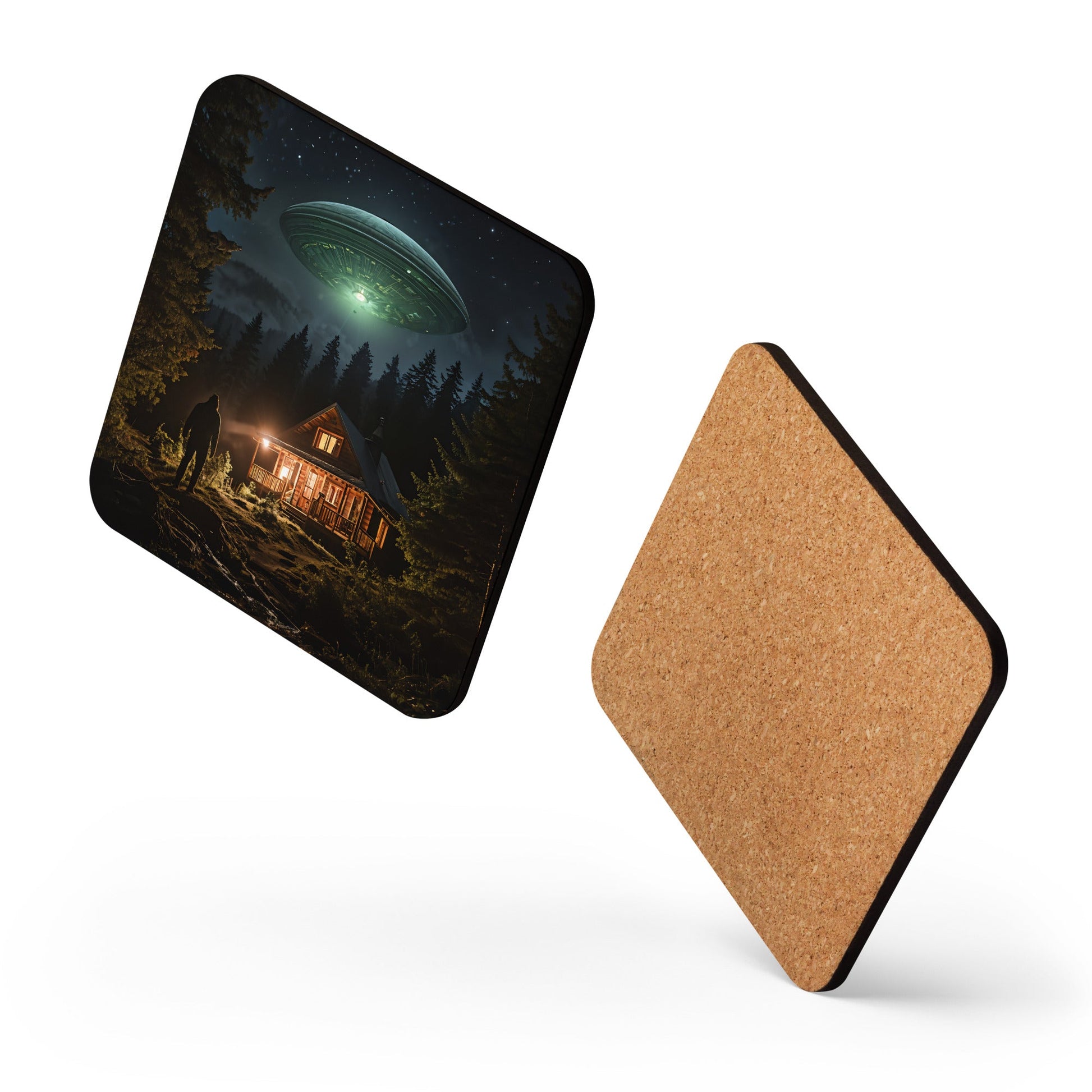 UFO and Bigfoot Cork - back Coaster - Coasters - Discovery Co.