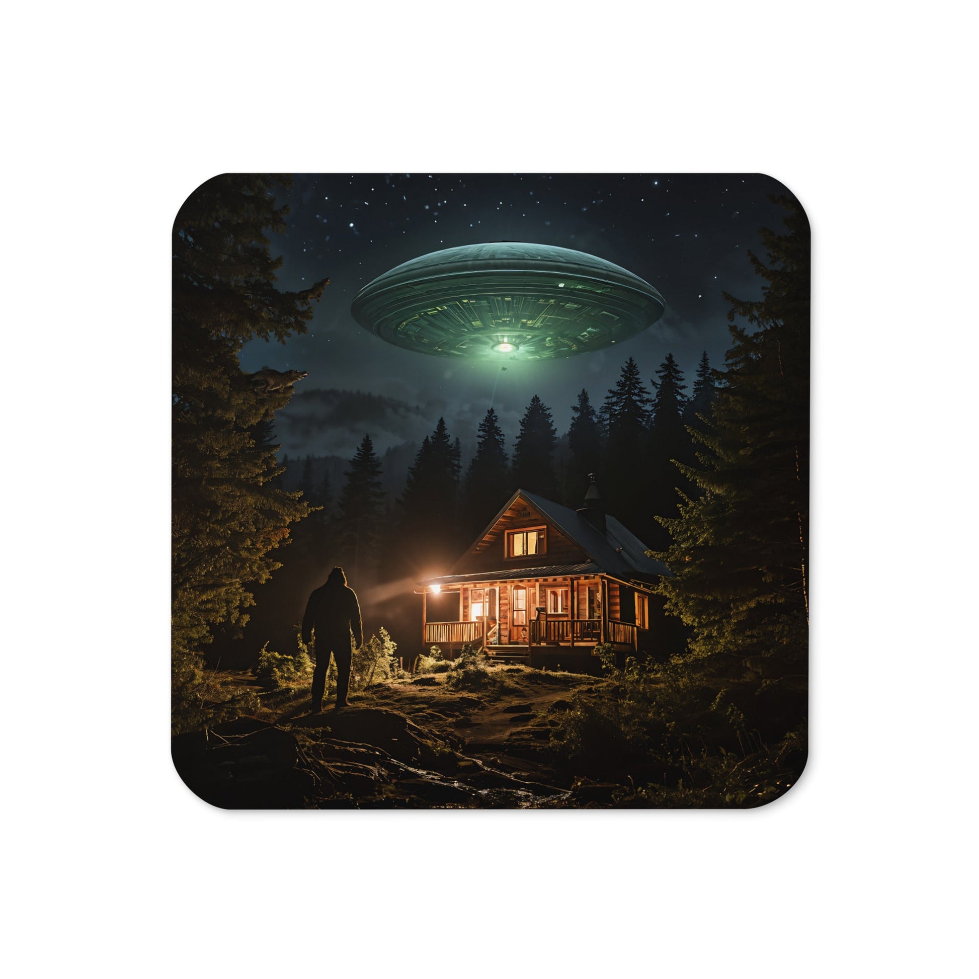 UFO and Bigfoot Cork - back Coaster - Coasters - Discovery Co.