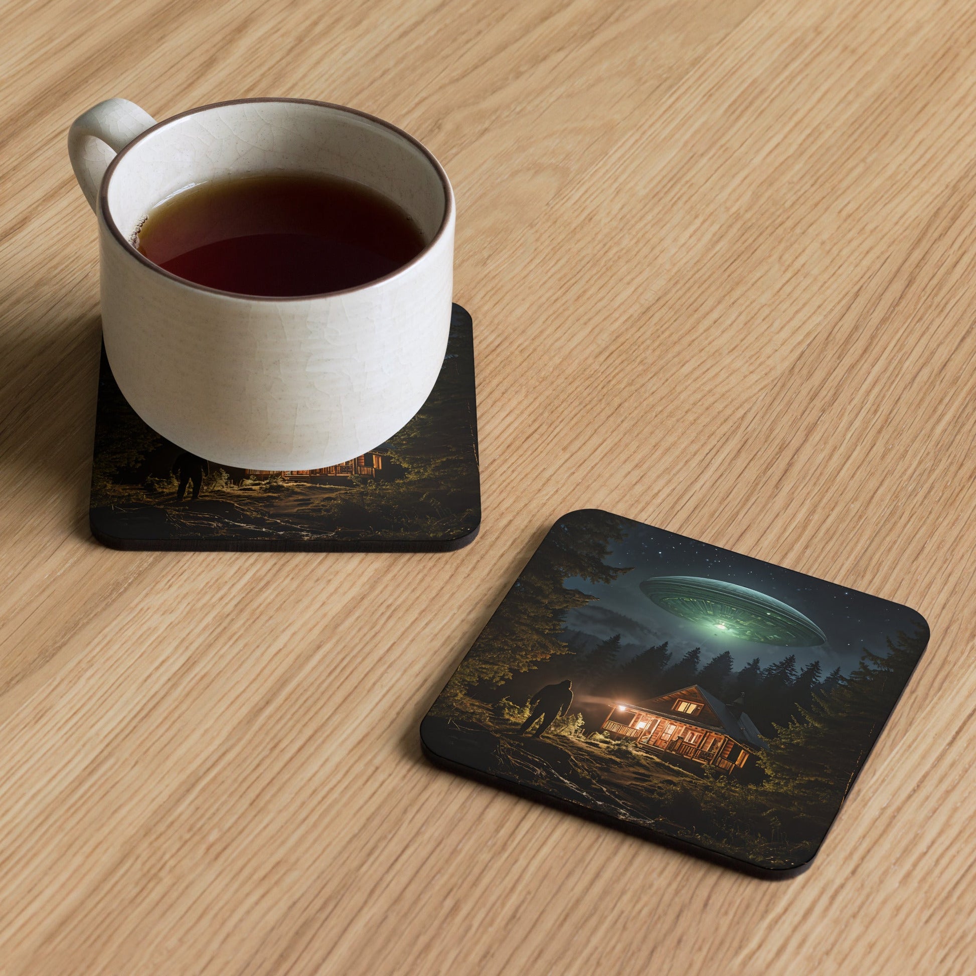 UFO and Bigfoot Cork-back Coaster - Coasters - Discovery Co.