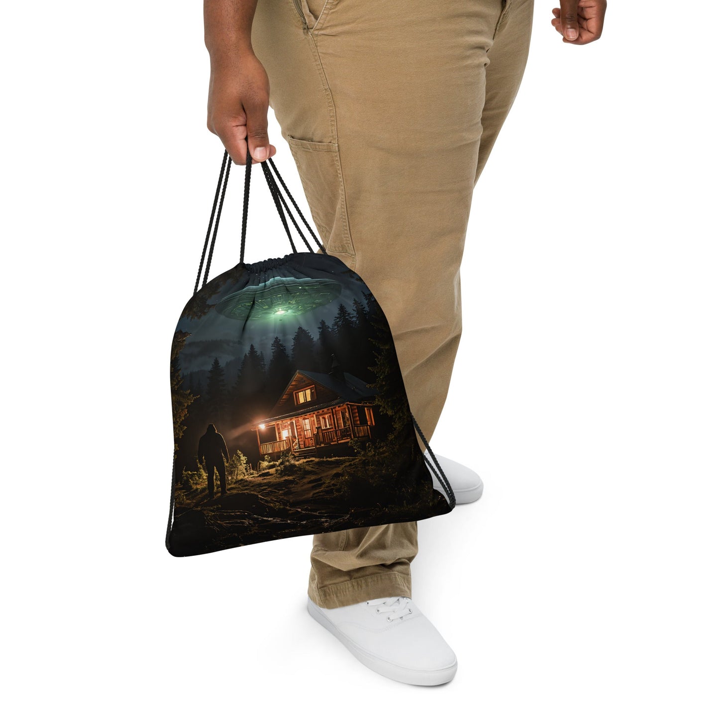 UFO and Bigfoot Drawstring Bag - Drawstring Bag - Discovery Co.