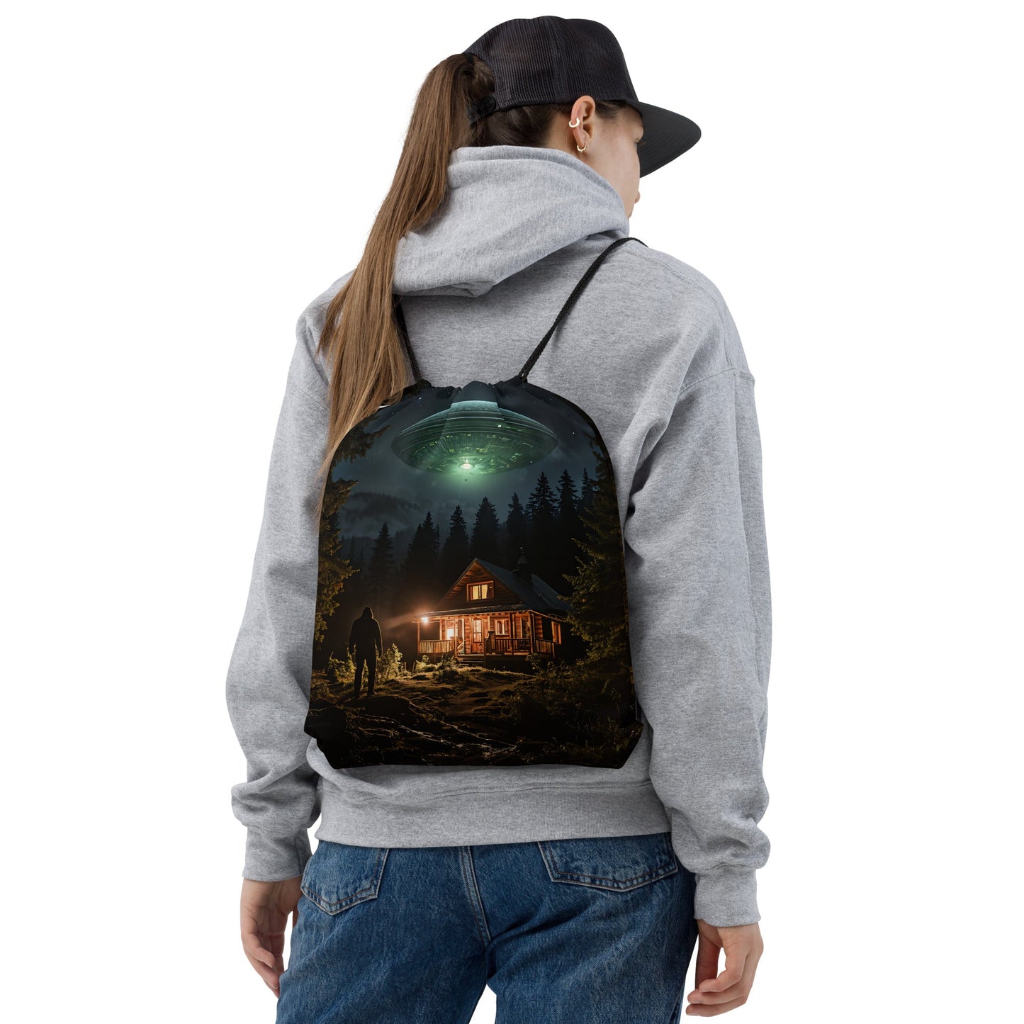 UFO and Bigfoot Drawstring Bag - Drawstring Bag - Discovery Co.