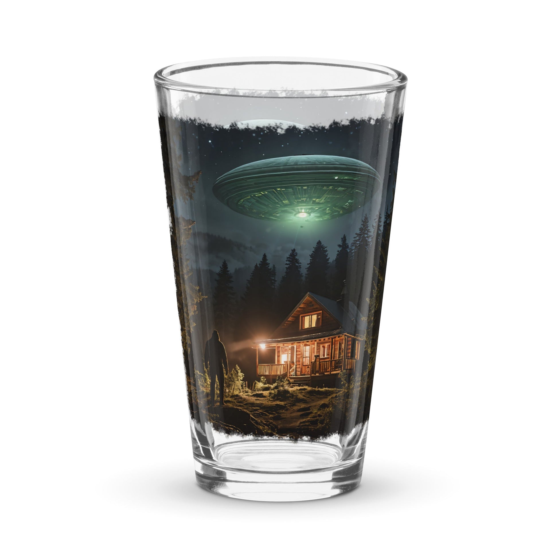 UFO and Bigfoot Pint Glass (16 oz) - Beer Glass - Discovery Co.