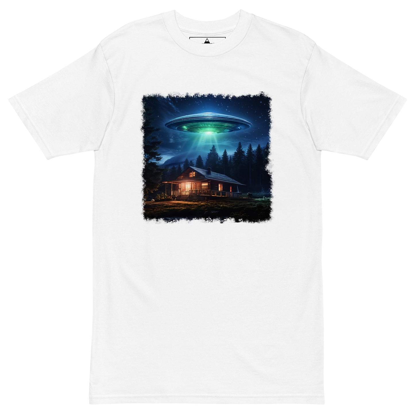 UFO Over Cabin Men’s Premium Heavyweight Tee - Discovery Co.