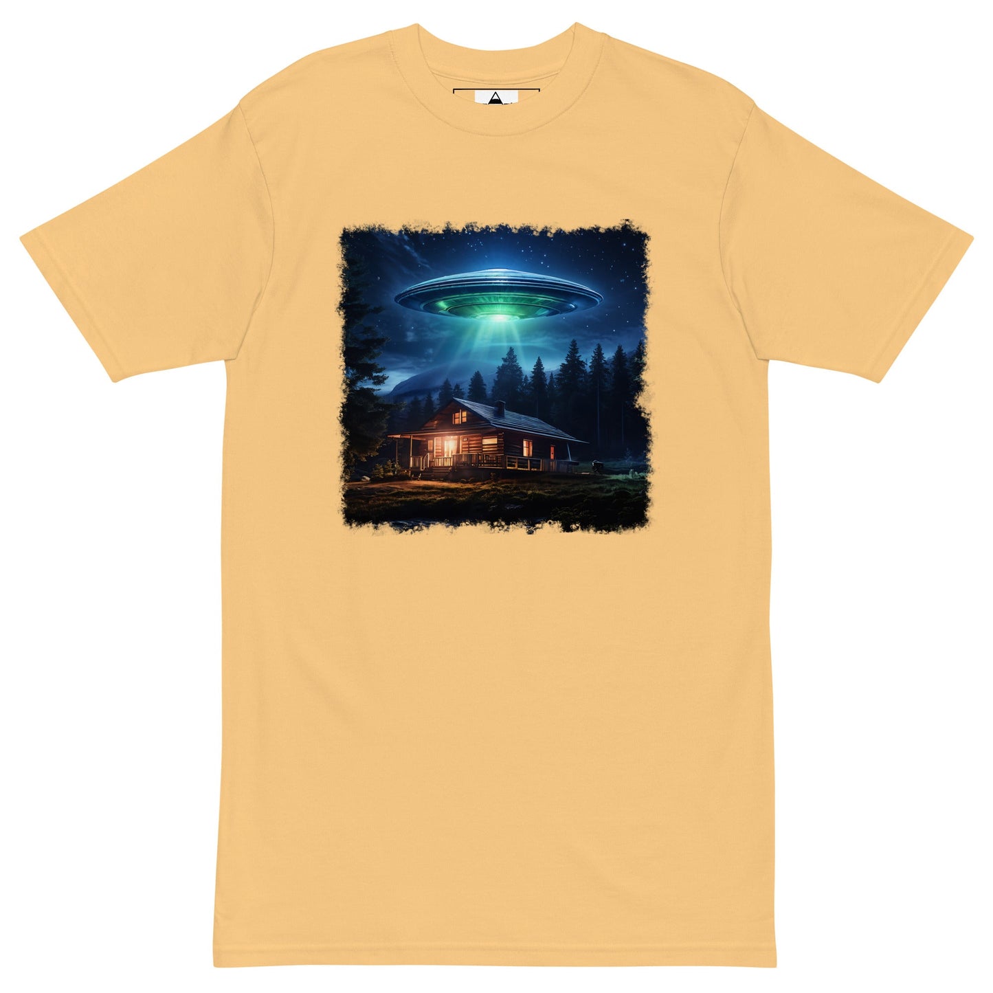 UFO Over Cabin Men’s Premium Heavyweight Tee - Discovery Co.