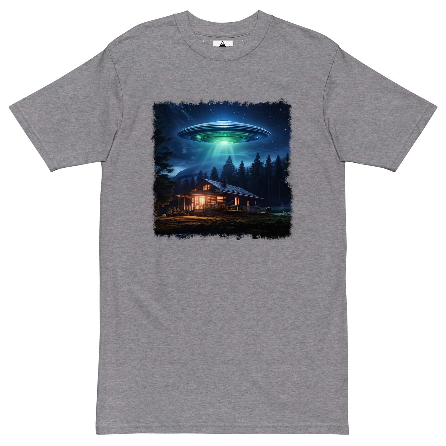 UFO Over Cabin Men’s Premium Heavyweight Tee - Discovery Co.