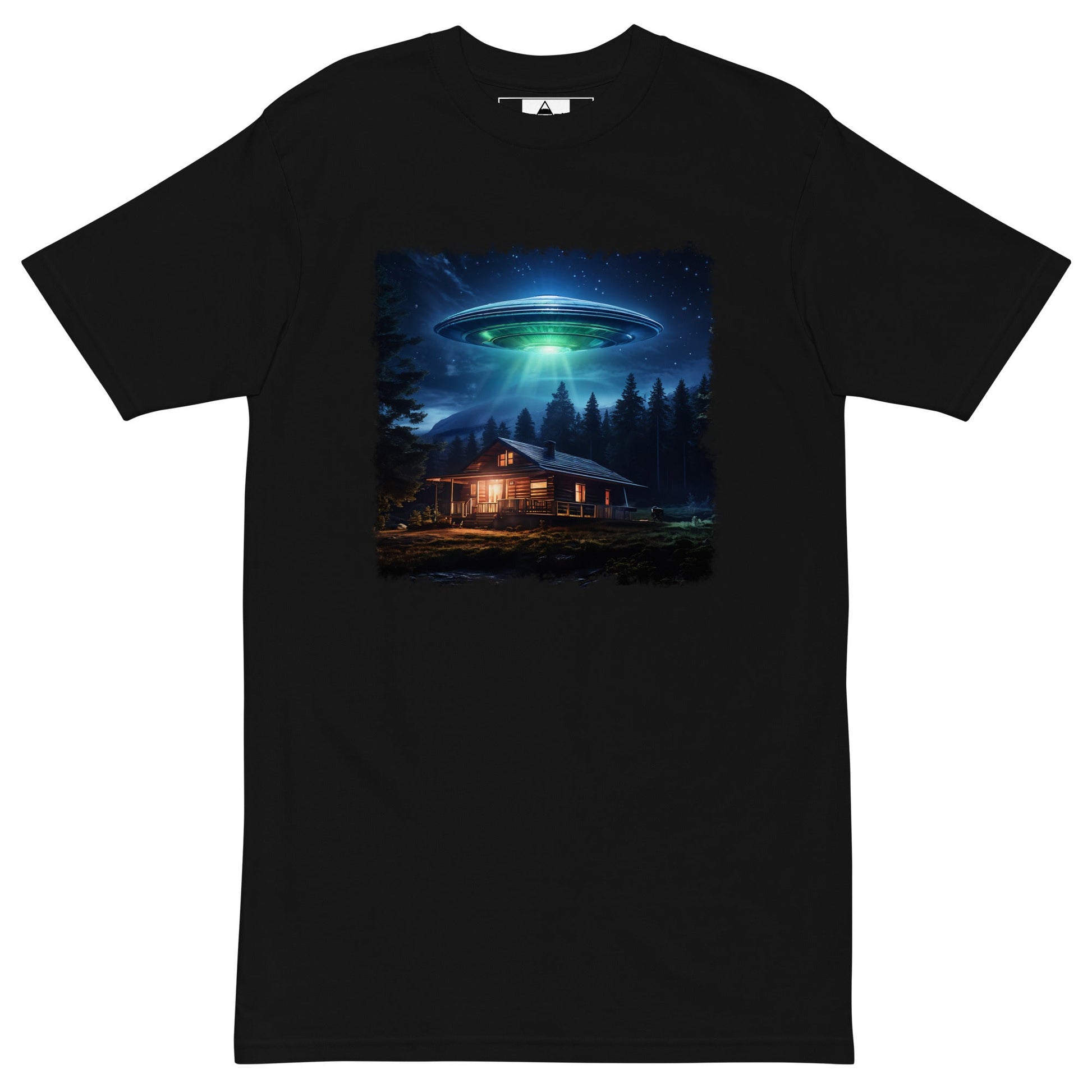 UFO Over Cabin Men’s Premium Heavyweight Tee - Discovery Co.