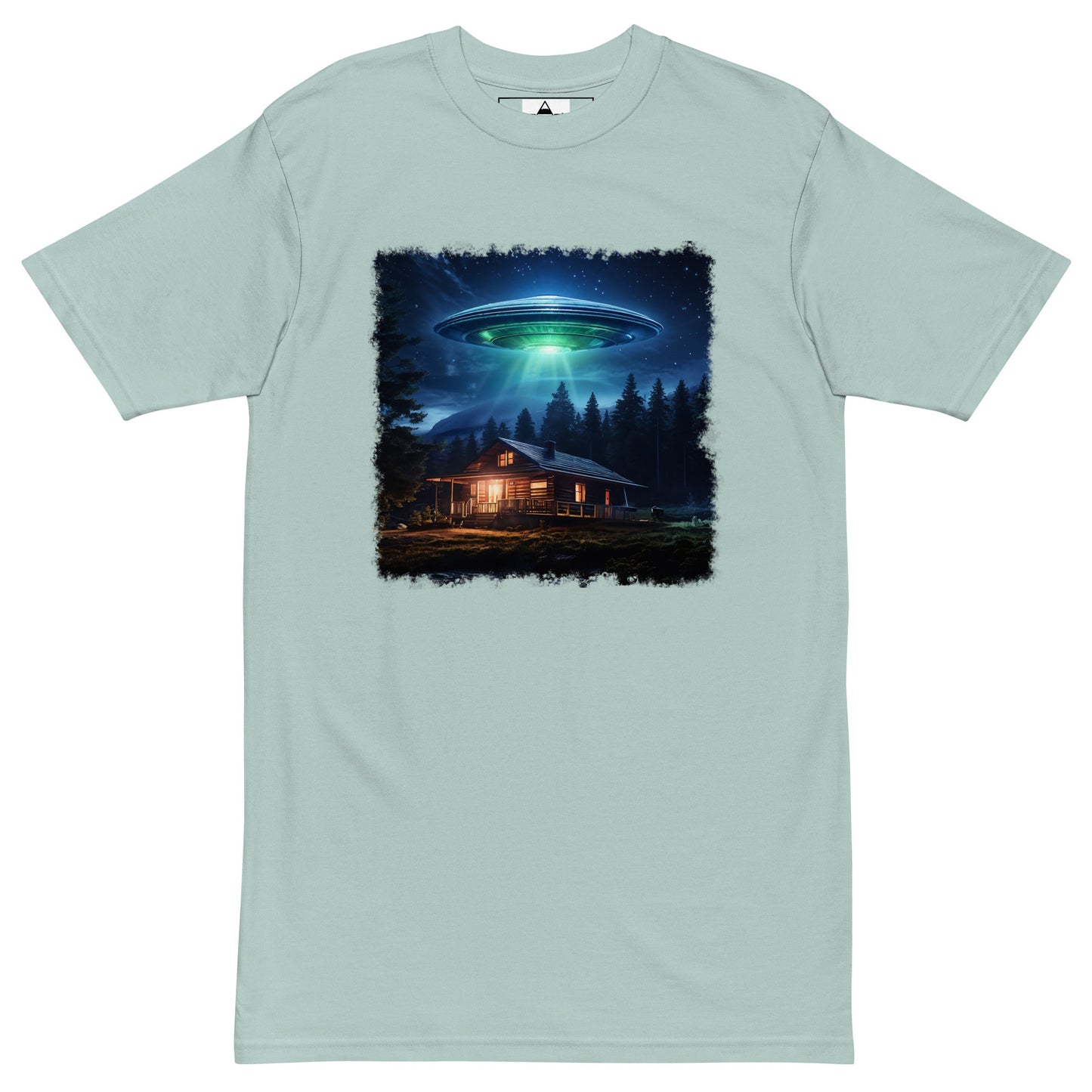 UFO Over Cabin Men’s Premium Heavyweight Tee - Discovery Co.