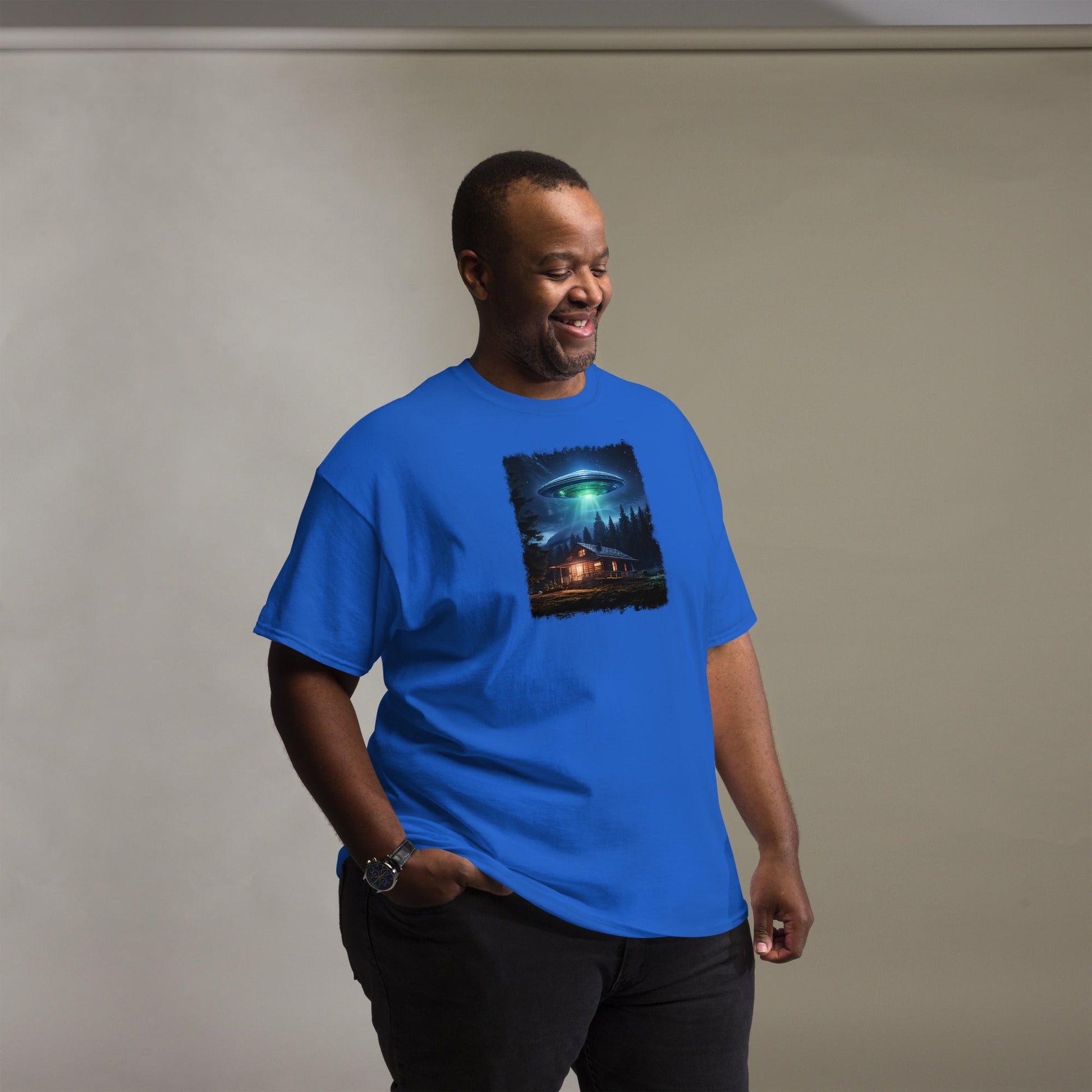UFO Over Cabin Men's (Unisex) Classic Tee - Men's Shirts - Discovery Co.
