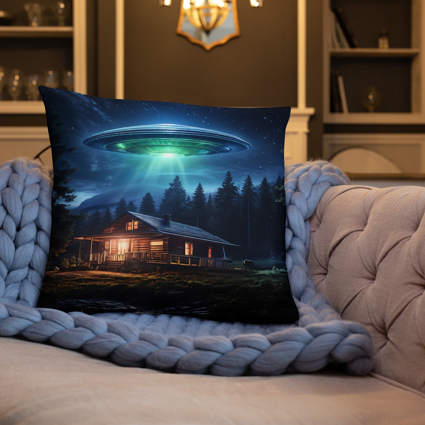 UFO Over House Basic Pillow - Pillows - Discovery Co.