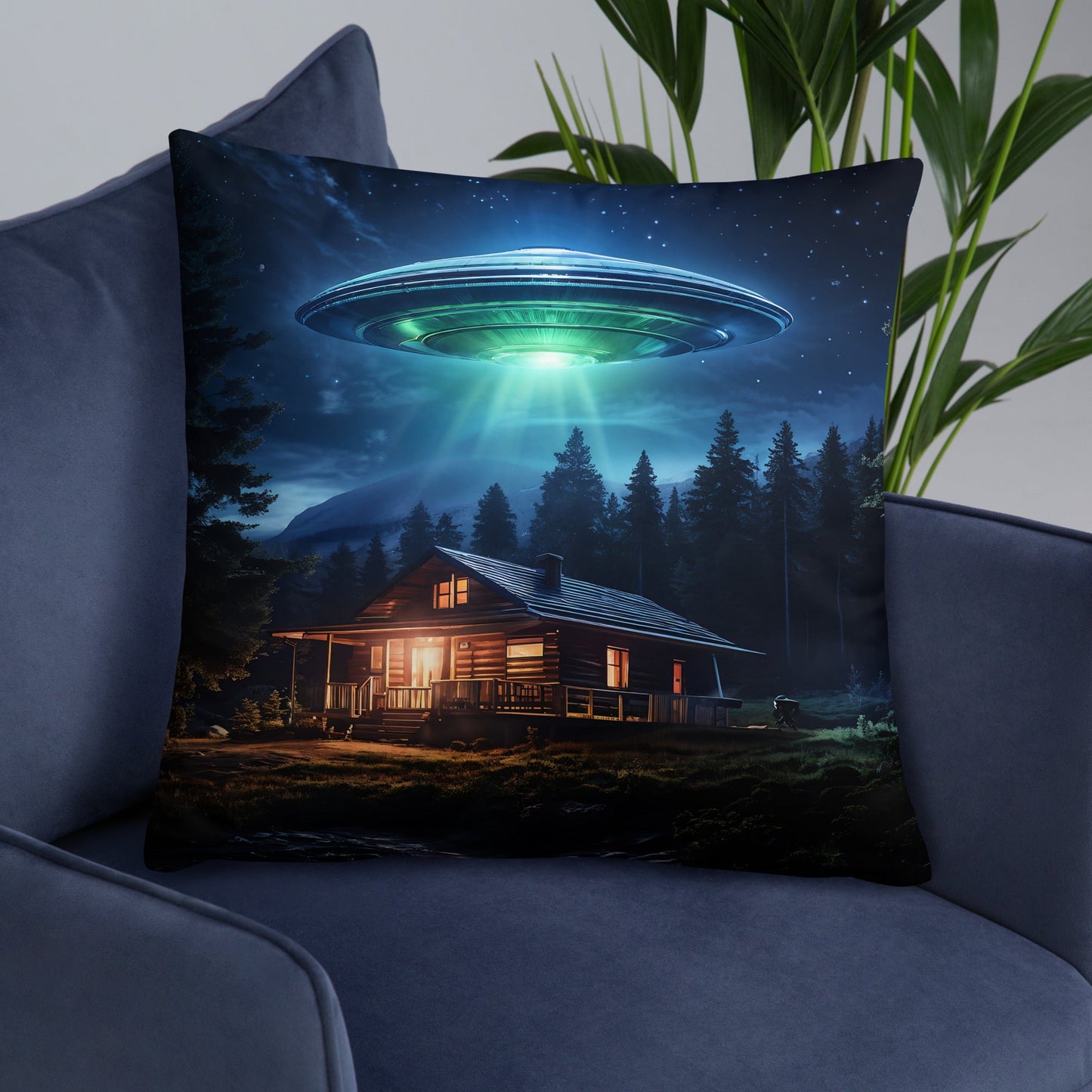 UFO Over House Basic Pillow - Pillows - Discovery Co.