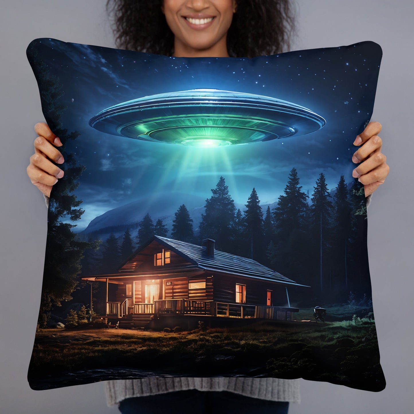 UFO Over House Basic Pillow - Pillows - Discovery Co.