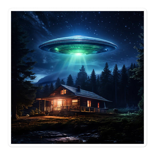 UFO Over House Bubble-free Stickers - Stickers - Discovery Co.